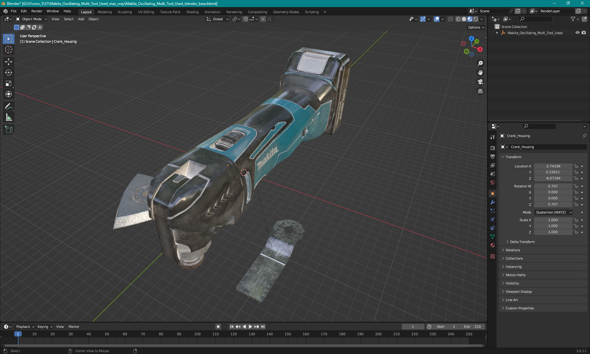 Makita Oscillating Multi Tool Used 3D model