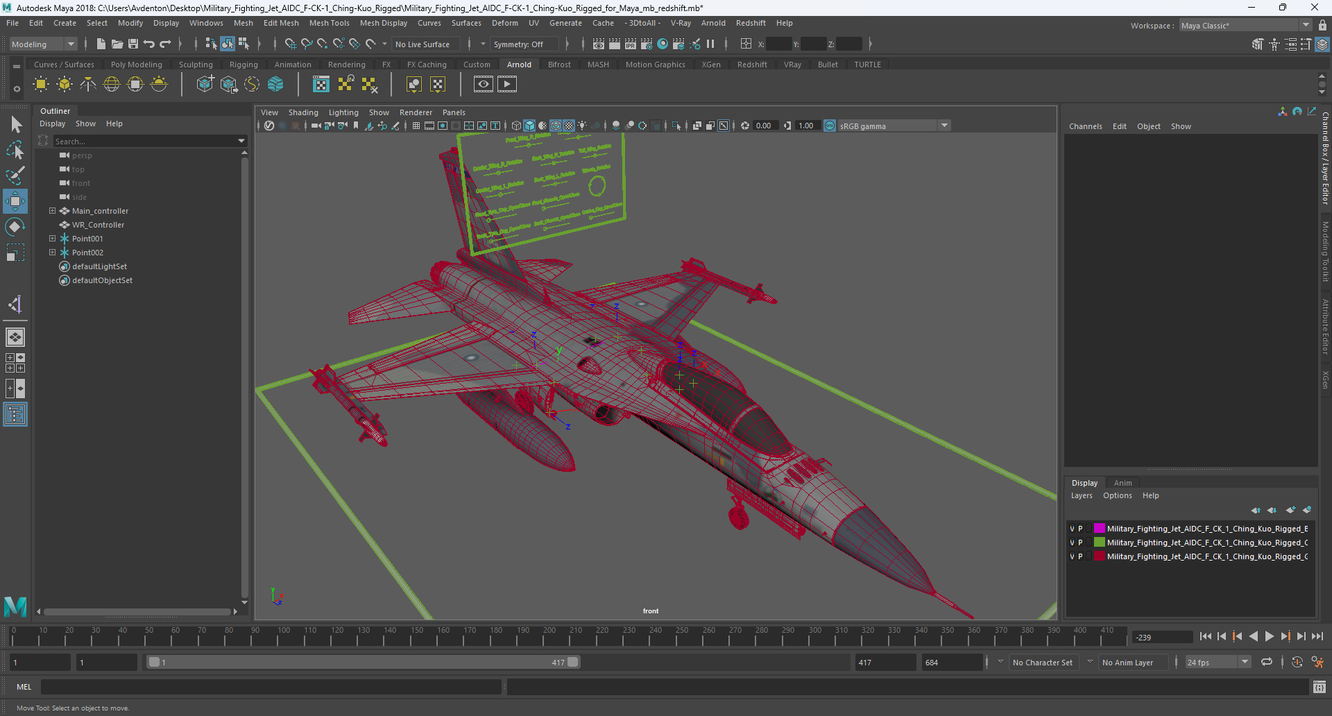 Military Fighting Jet AIDC F-CK-1 Ching-Kuo Rigged for Maya 3D model