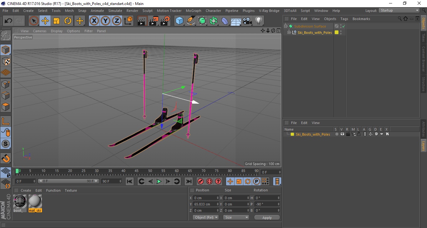 3D model Ski Boots with Poles