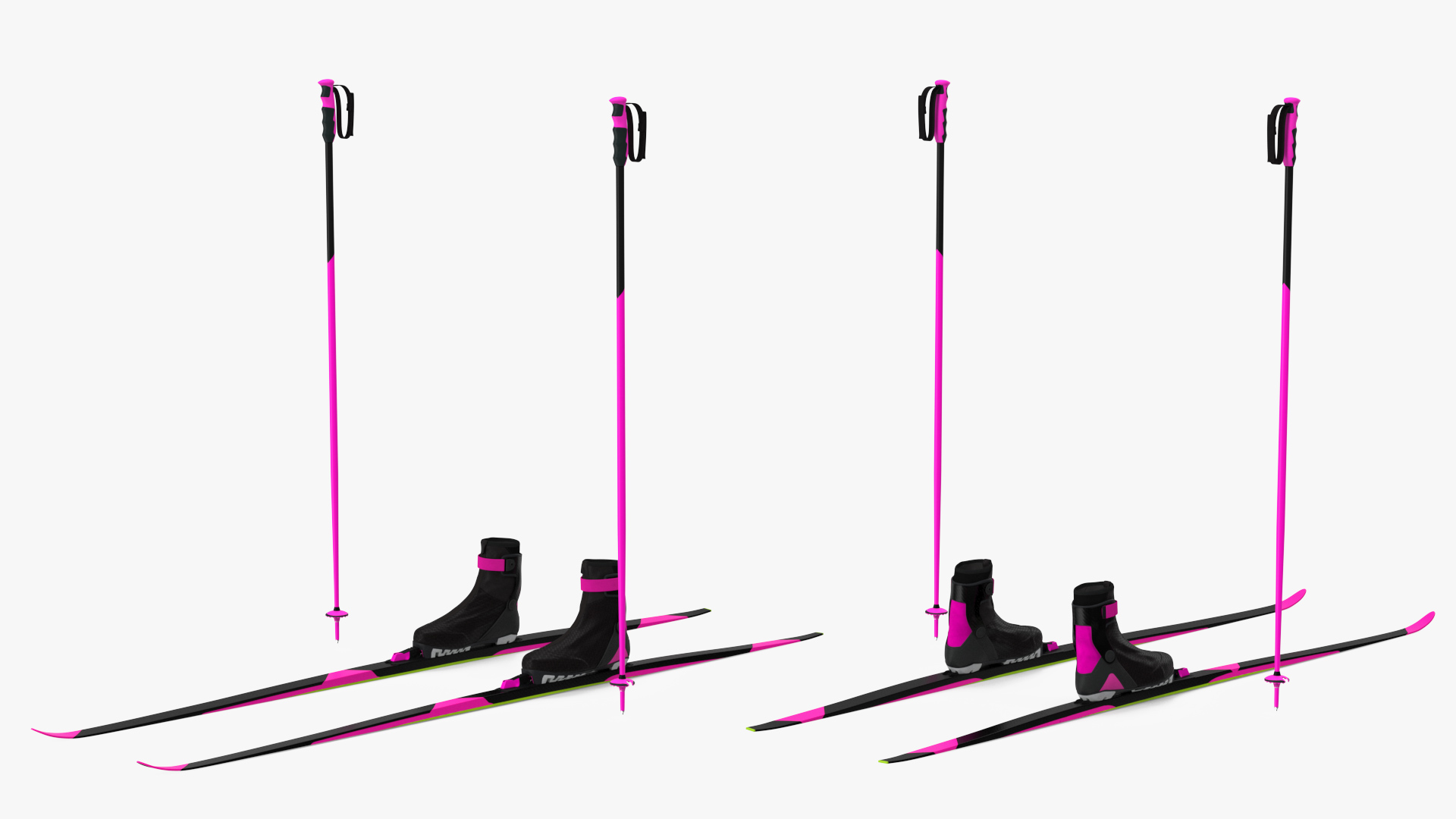 3D model Ski Boots with Poles