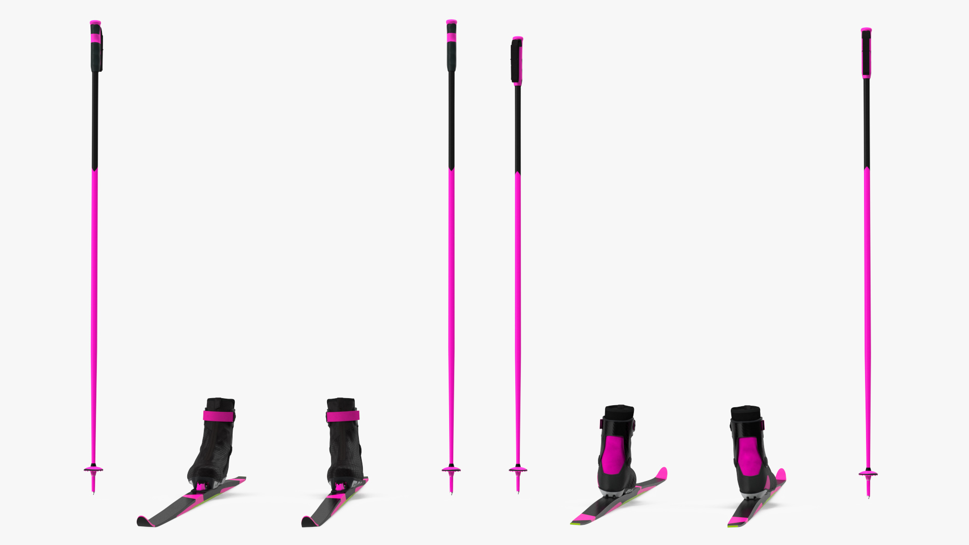 3D model Ski Boots with Poles