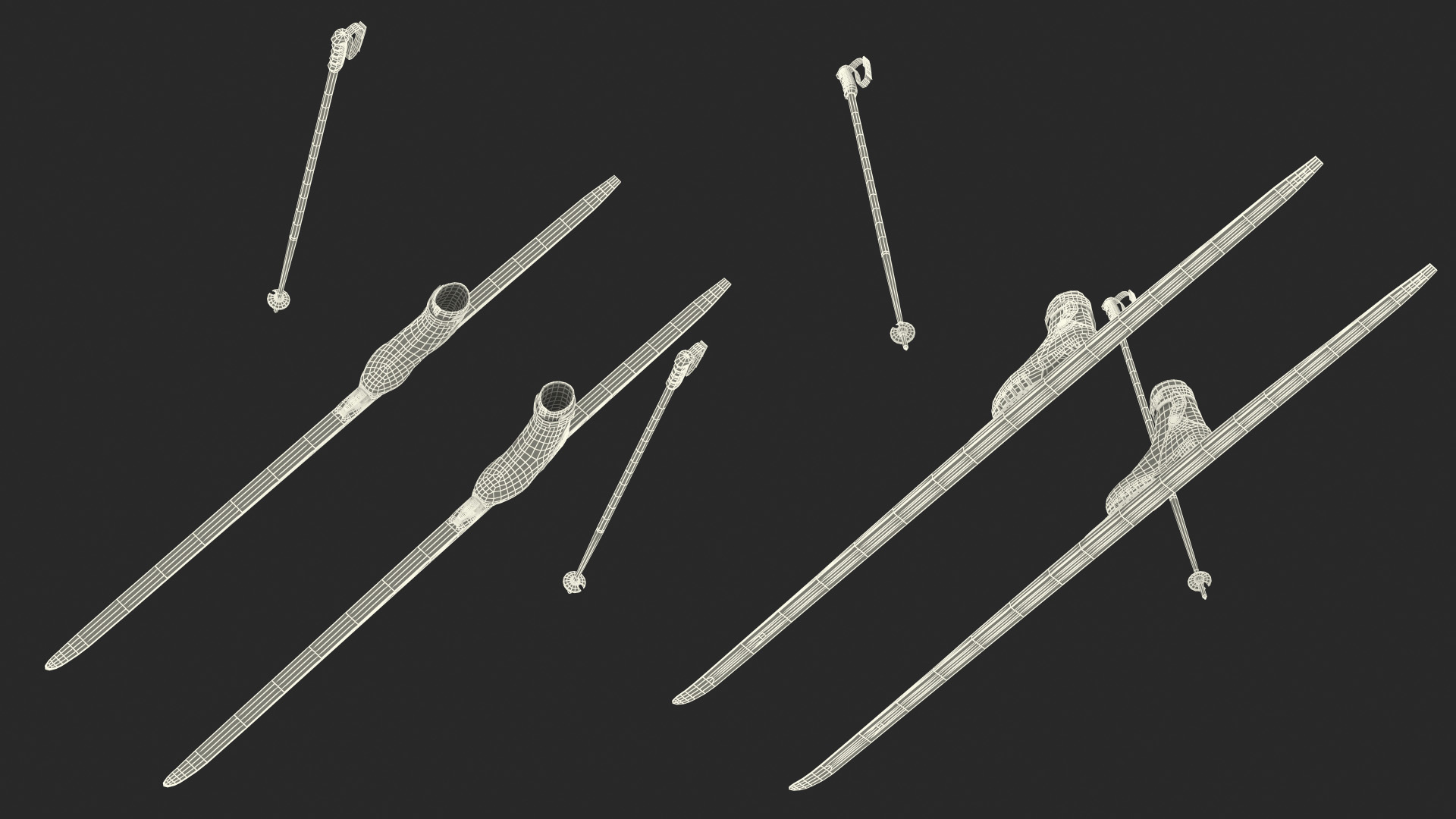 3D model Ski Boots with Poles