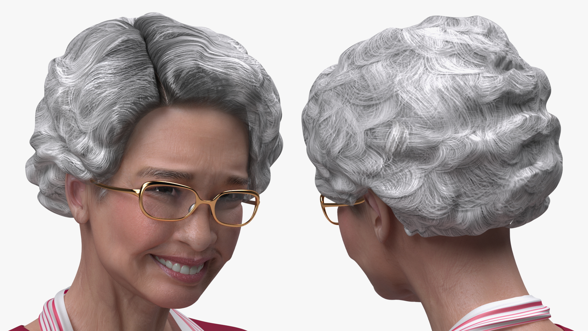 3D Cook Style Asian Old Lady Sitting model