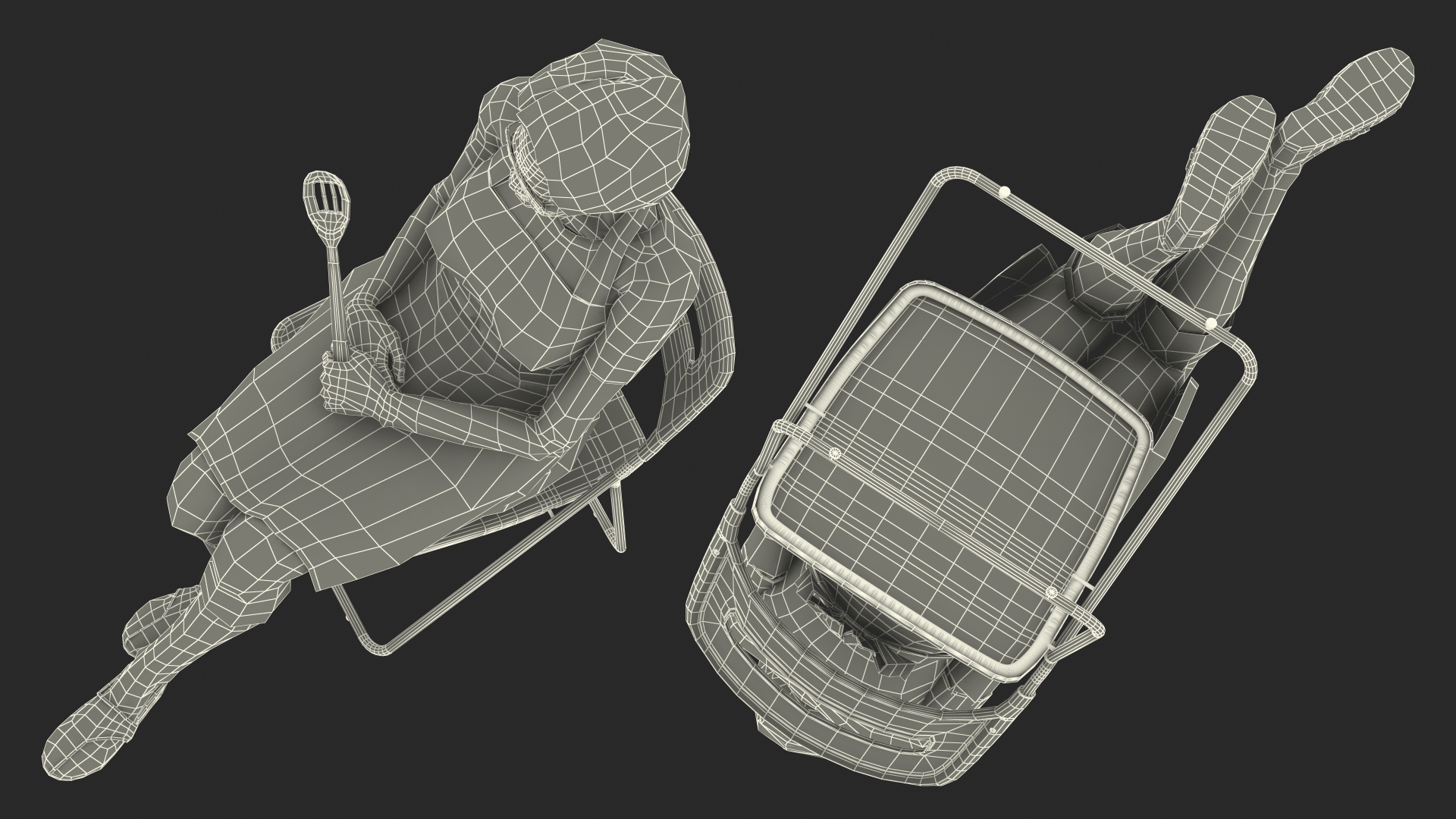 3D Cook Style Asian Old Lady Sitting model