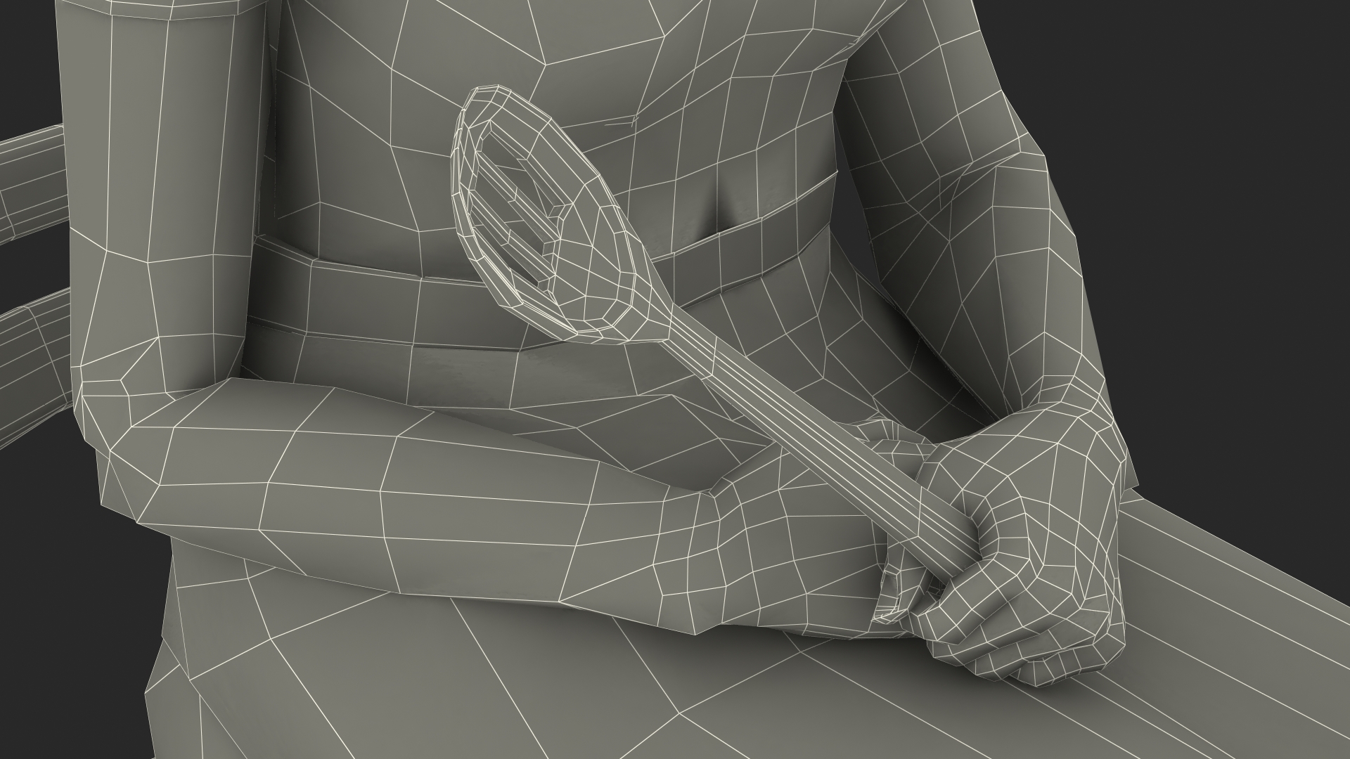 3D Cook Style Asian Old Lady Sitting model