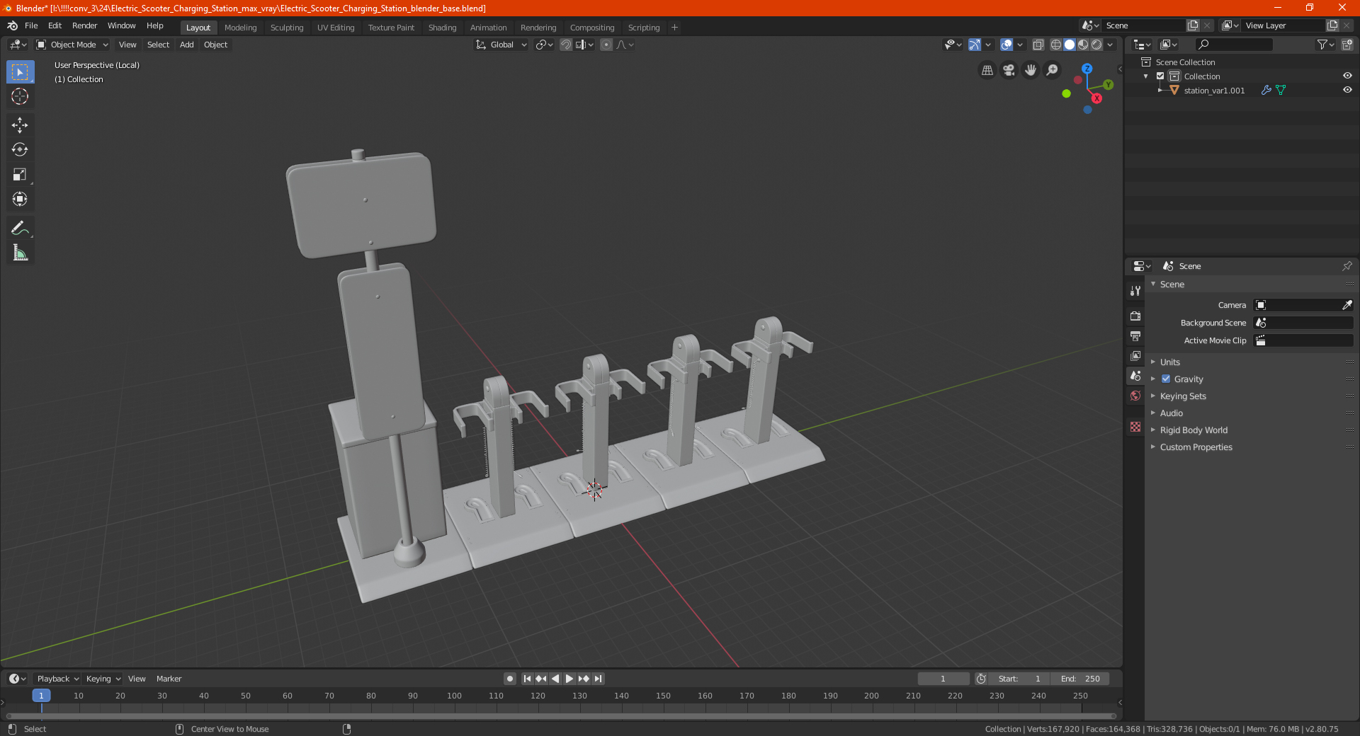 3D Electric Scooter Charging Station model