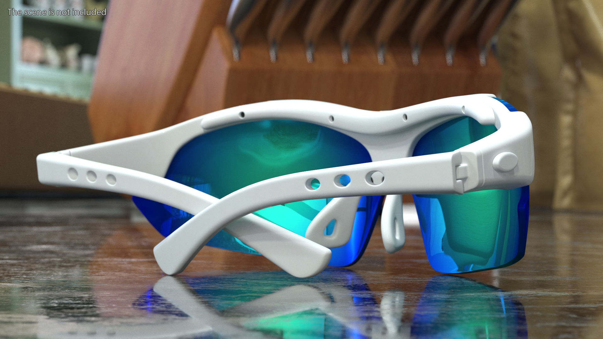 3D White Sport Eyeglasses Green Glasses
