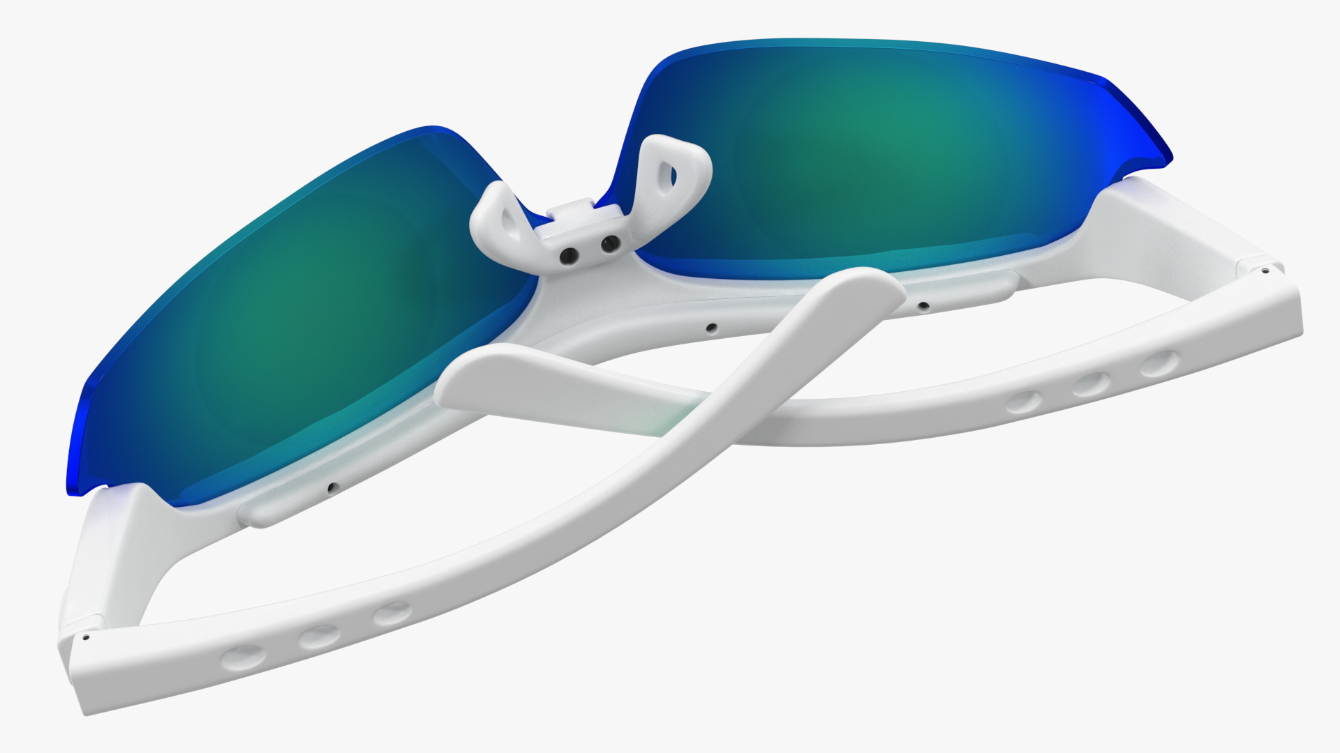 3D White Sport Eyeglasses Green Glasses