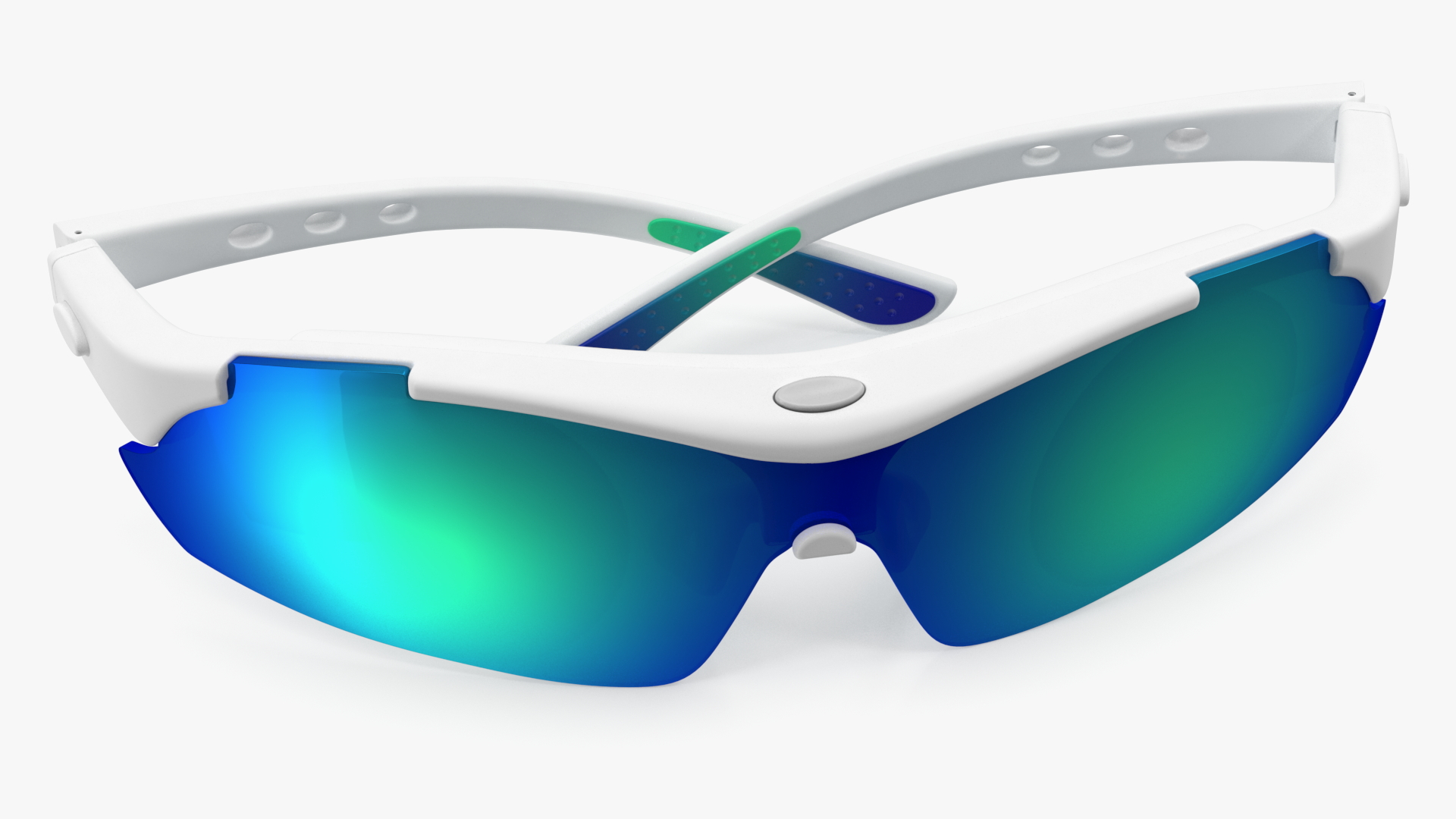 3D White Sport Eyeglasses Green Glasses