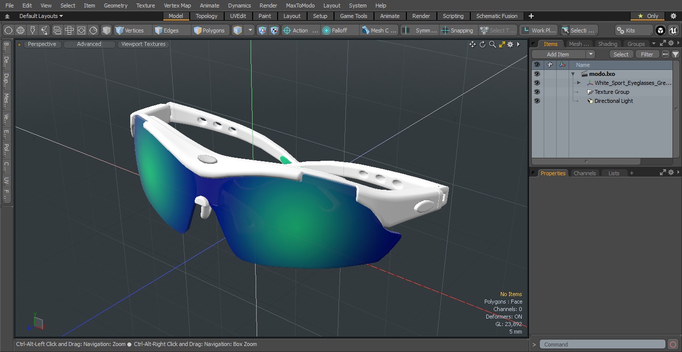 3D White Sport Eyeglasses Green Glasses