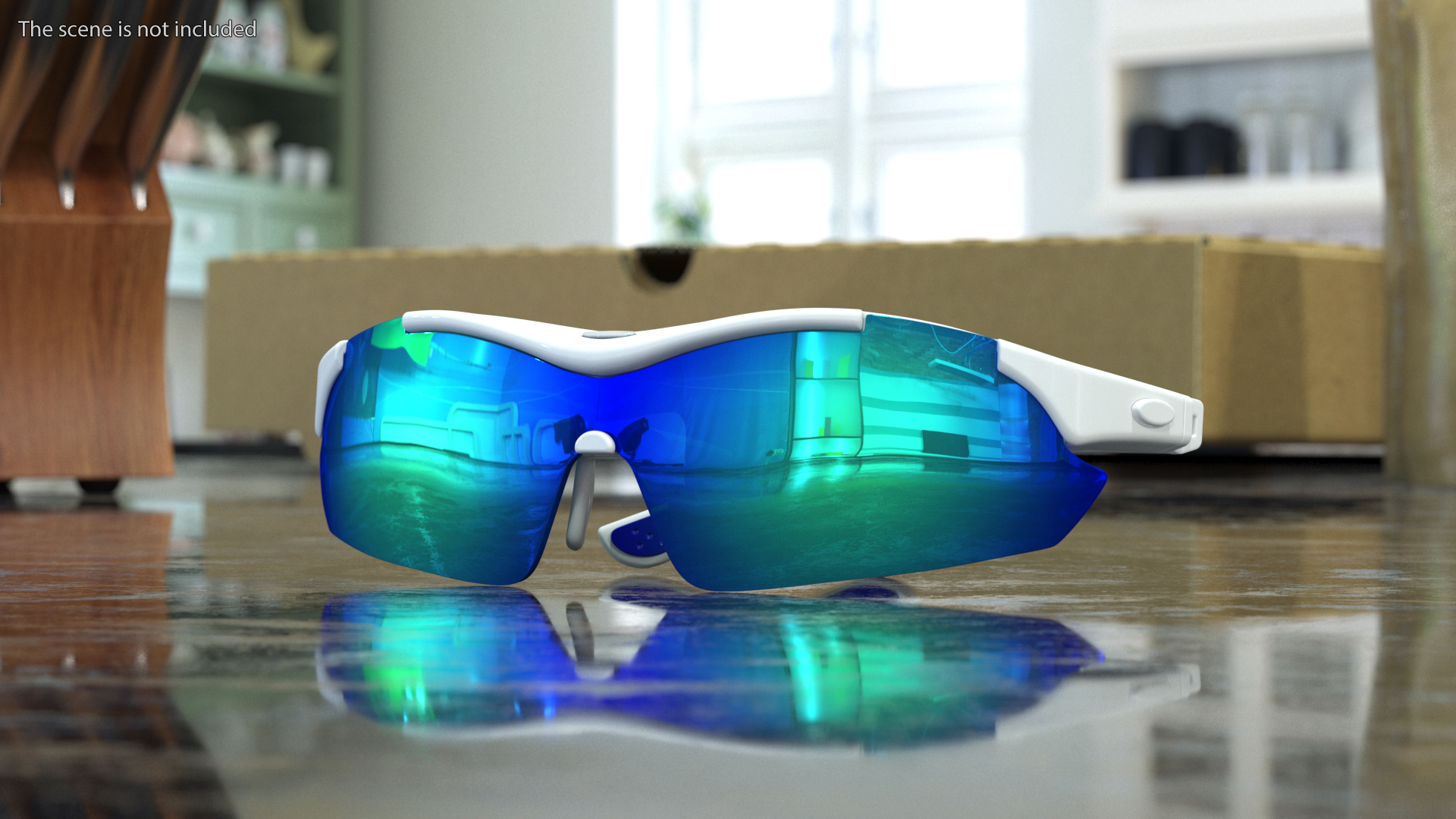 3D White Sport Eyeglasses Green Glasses