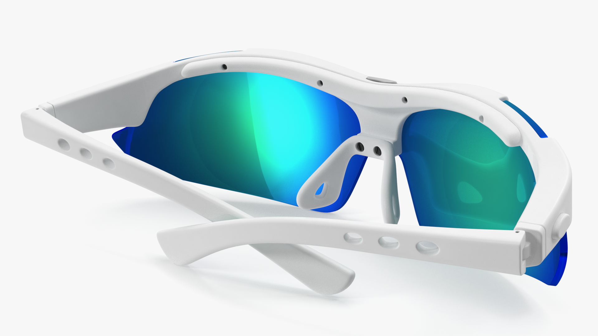 3D White Sport Eyeglasses Green Glasses