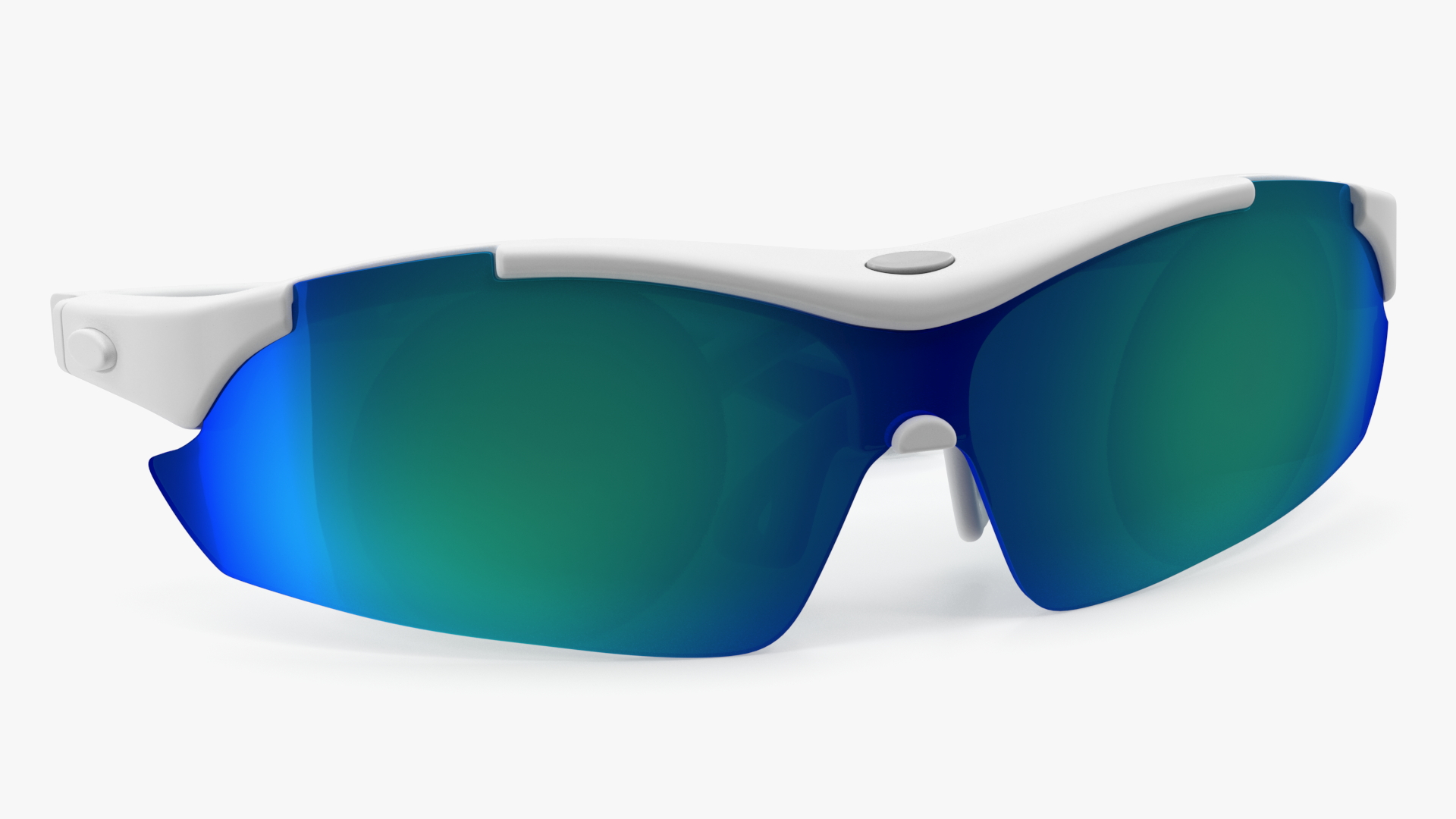 3D White Sport Eyeglasses Green Glasses