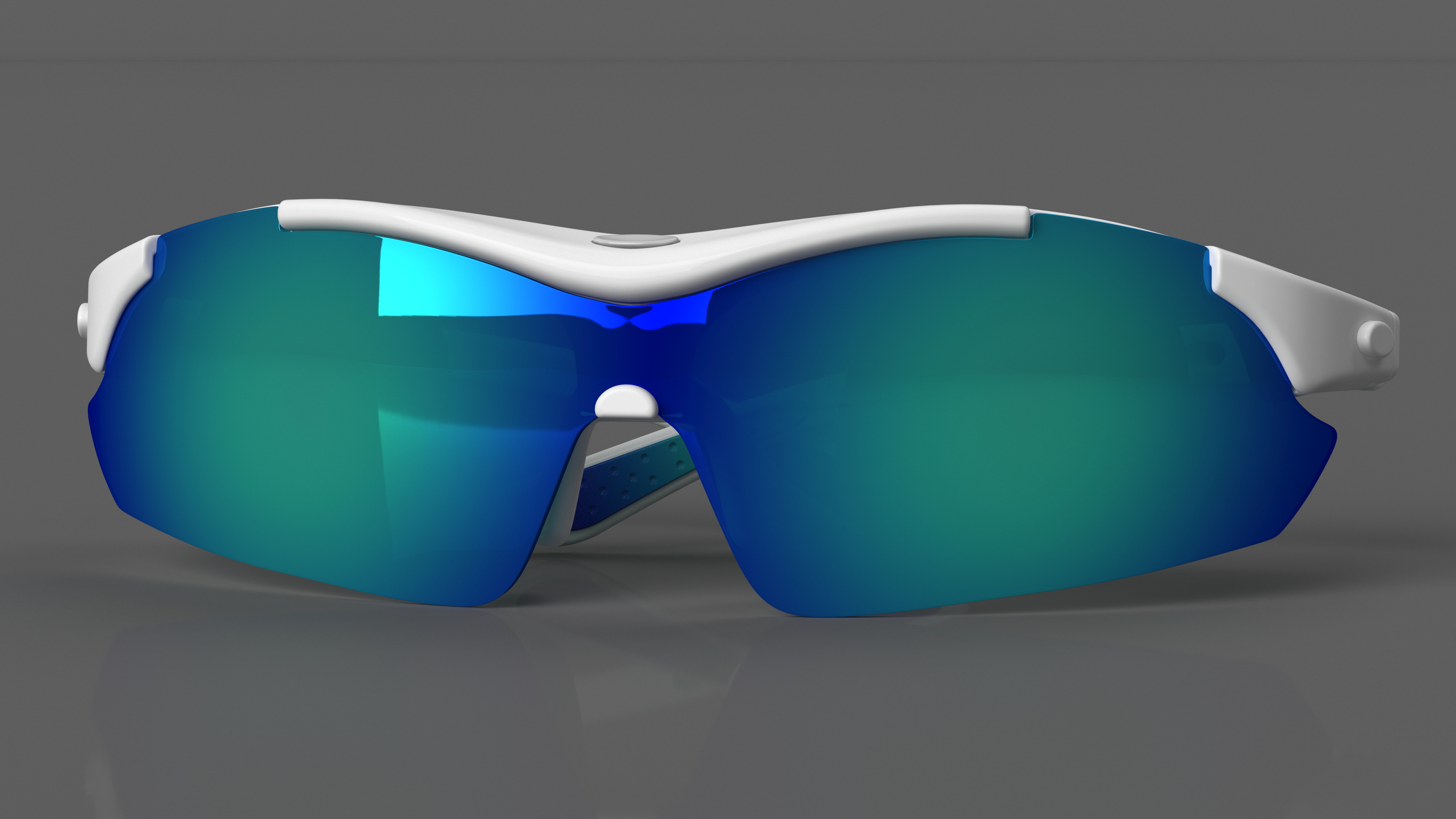 3D White Sport Eyeglasses Green Glasses