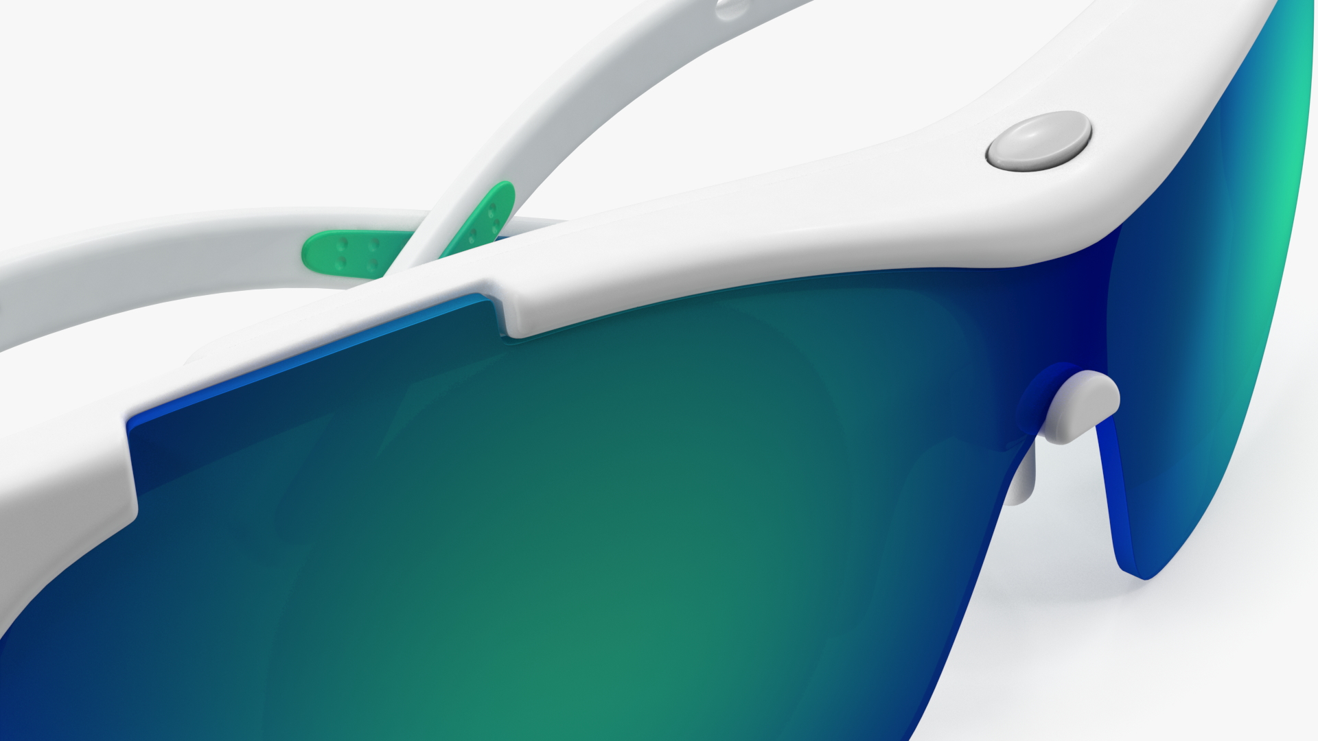 3D White Sport Eyeglasses Green Glasses