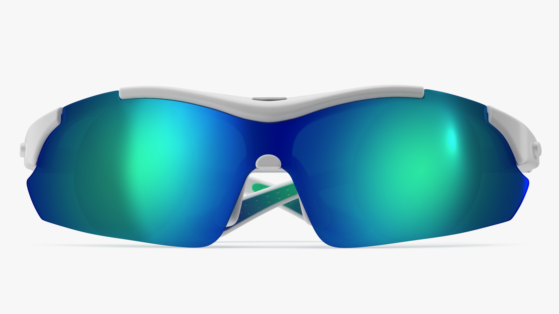 3D White Sport Eyeglasses Green Glasses