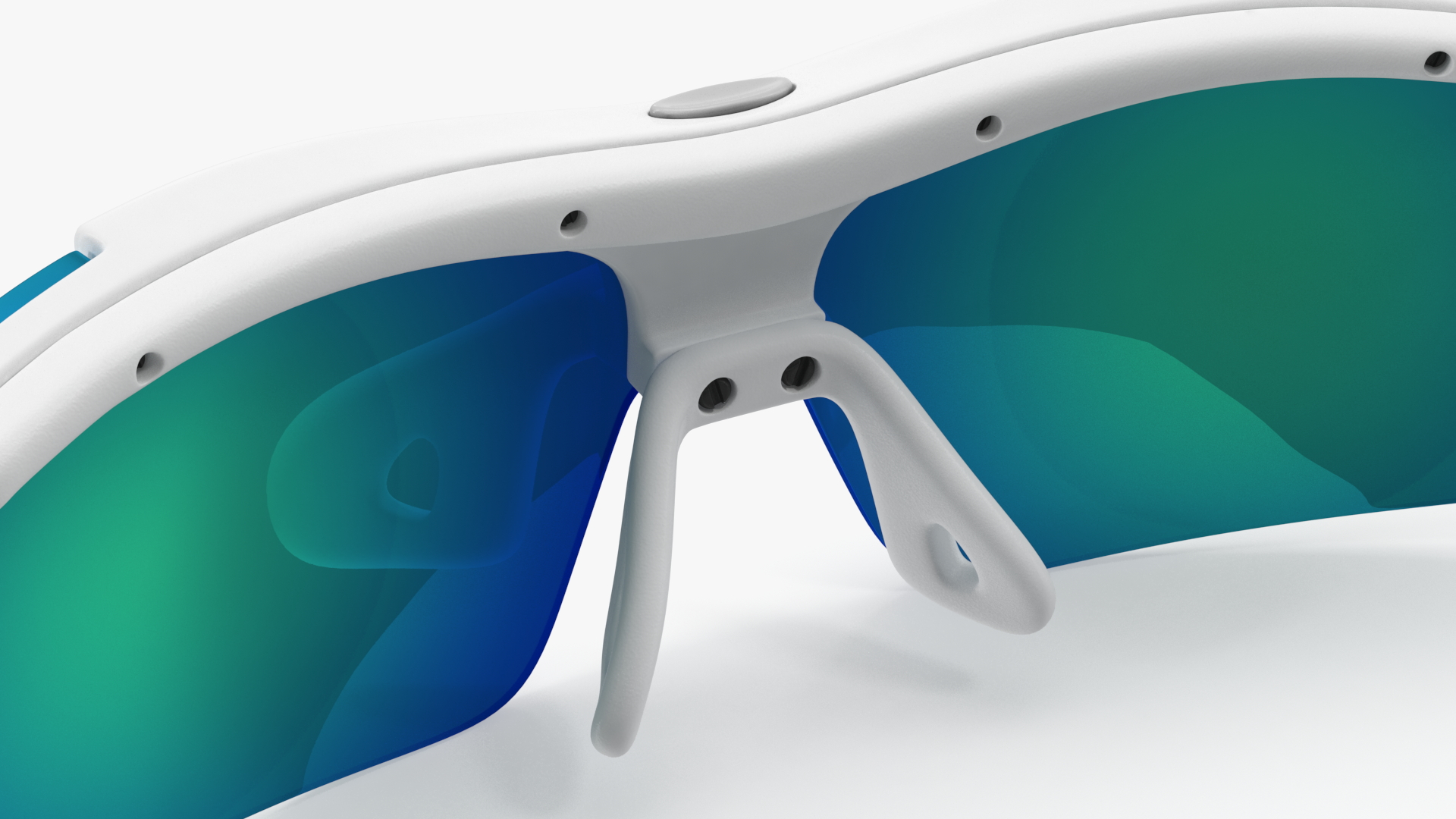 3D White Sport Eyeglasses Green Glasses