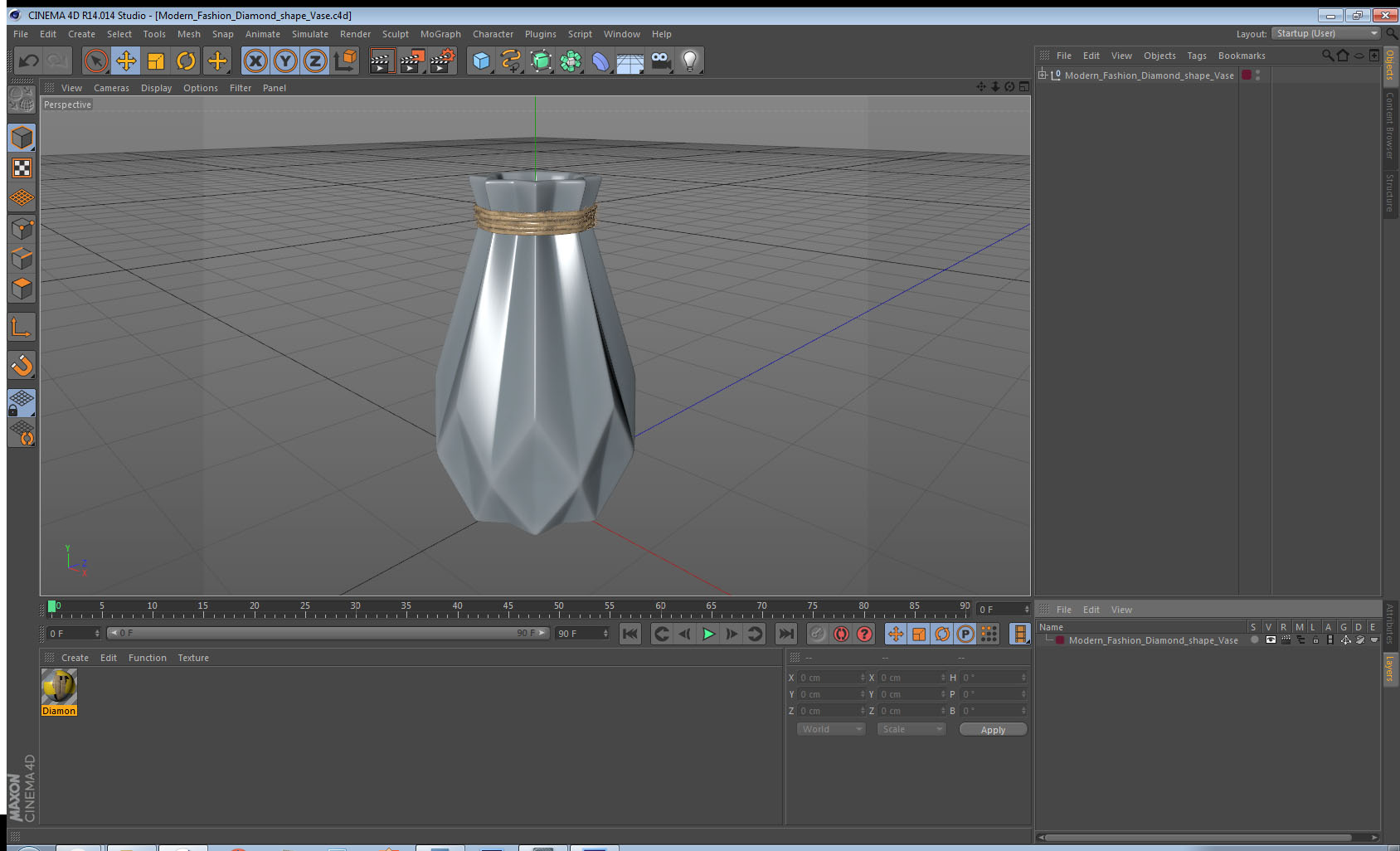 3D Modern Fashion Diamond shape Vase model