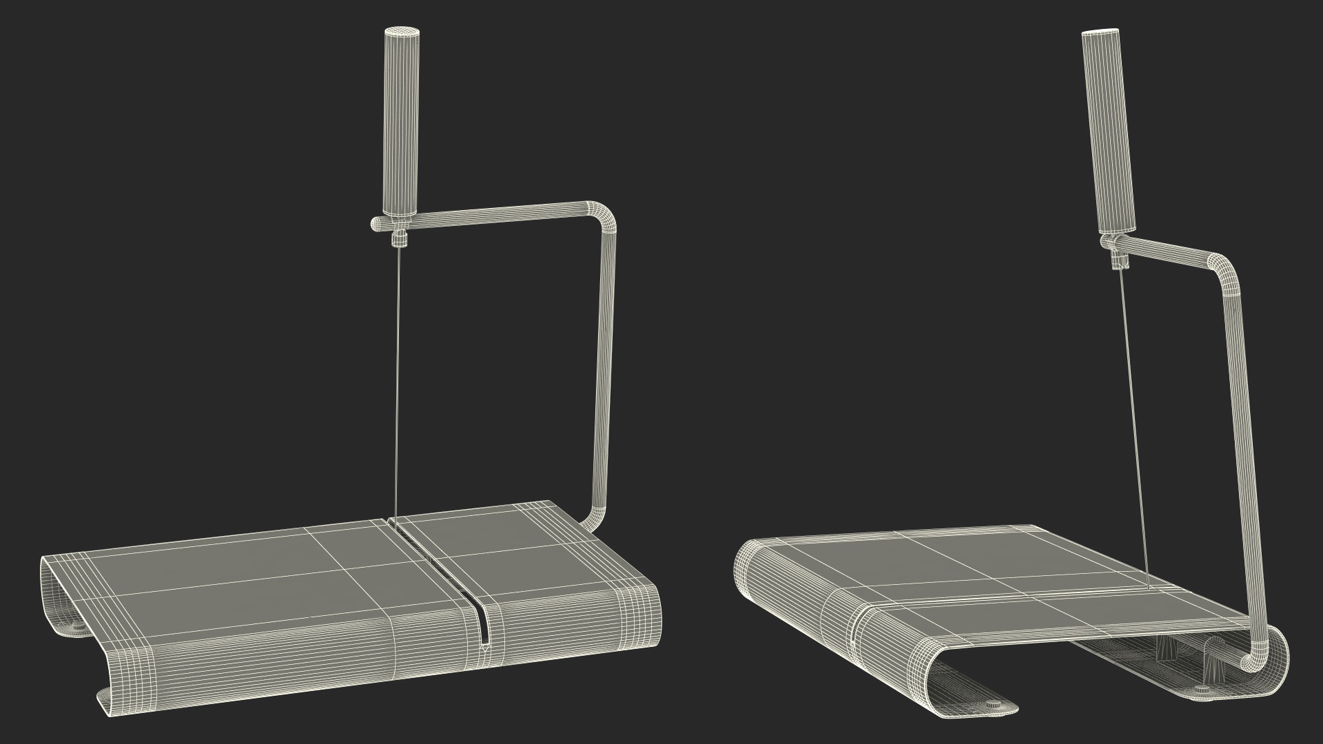 Steel Cheese Slicer with Cheese Wedge 3D