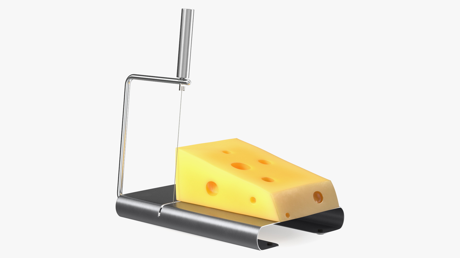 Steel Cheese Slicer with Cheese Wedge 3D