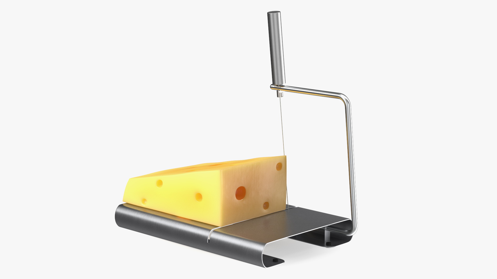 Steel Cheese Slicer with Cheese Wedge 3D