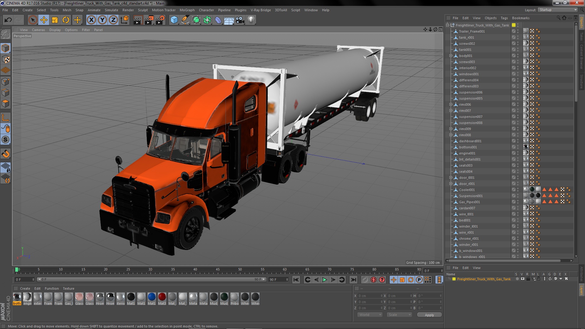 Freightliner Truck With Gas Tank 3D