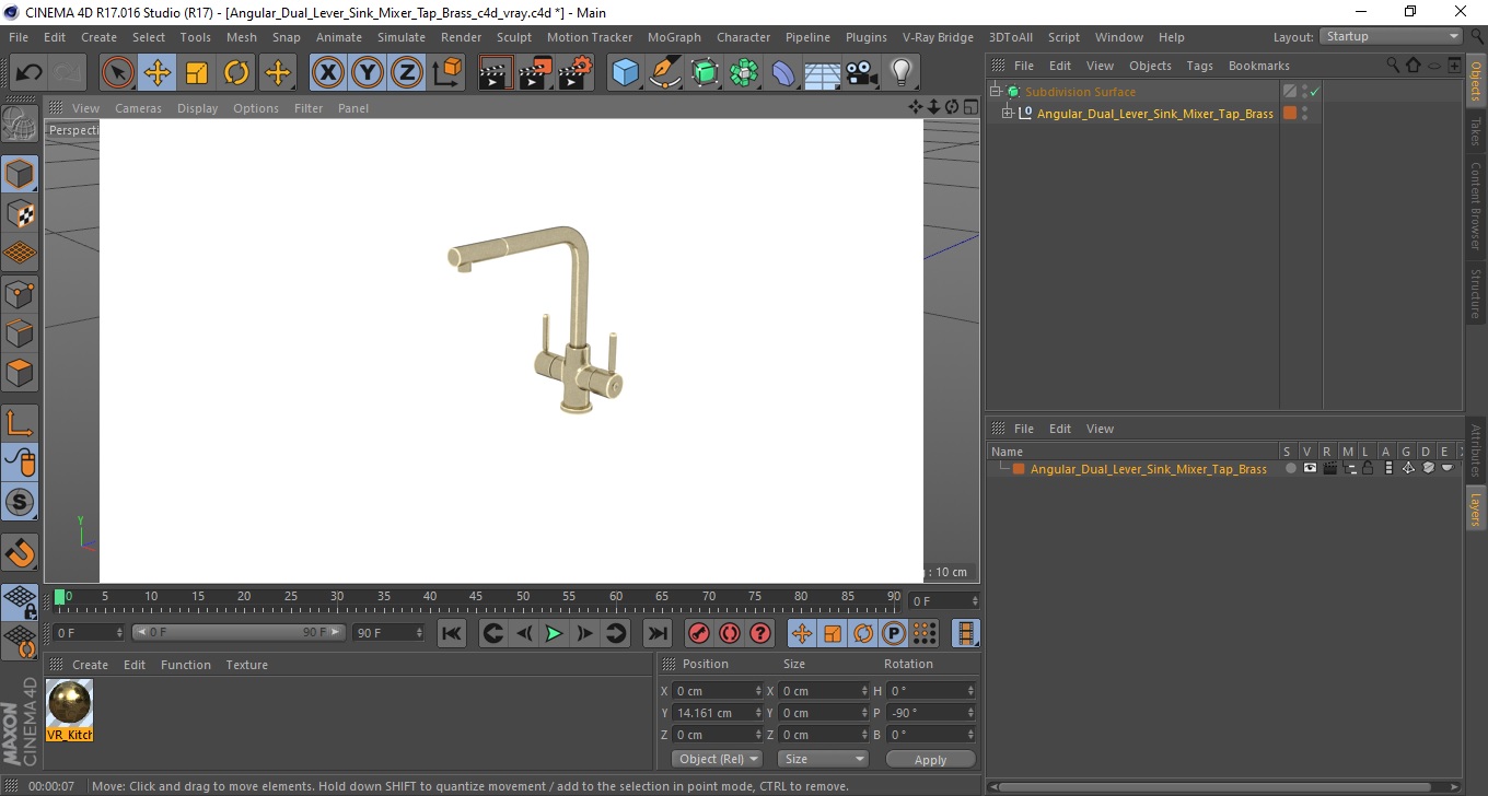 Angular Dual Lever Sink Mixer Tap Brass 3D model