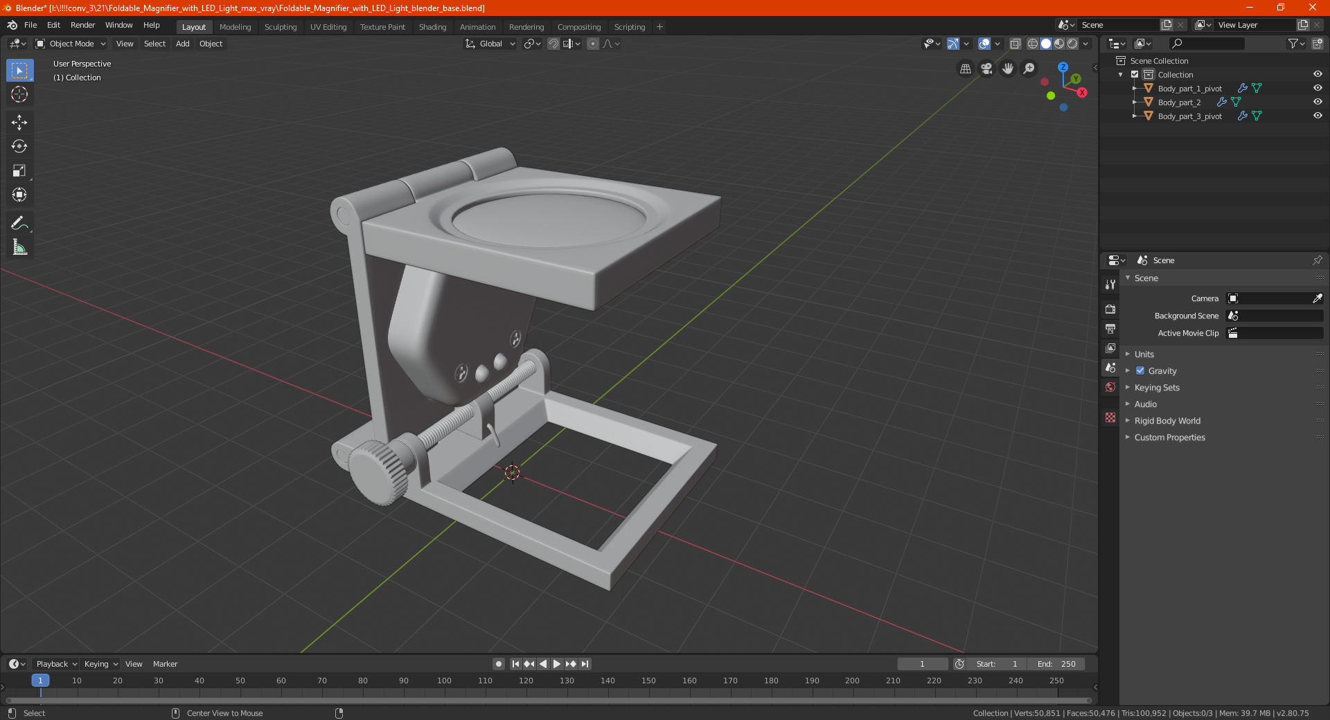3D Foldable Magnifier with LED Light model