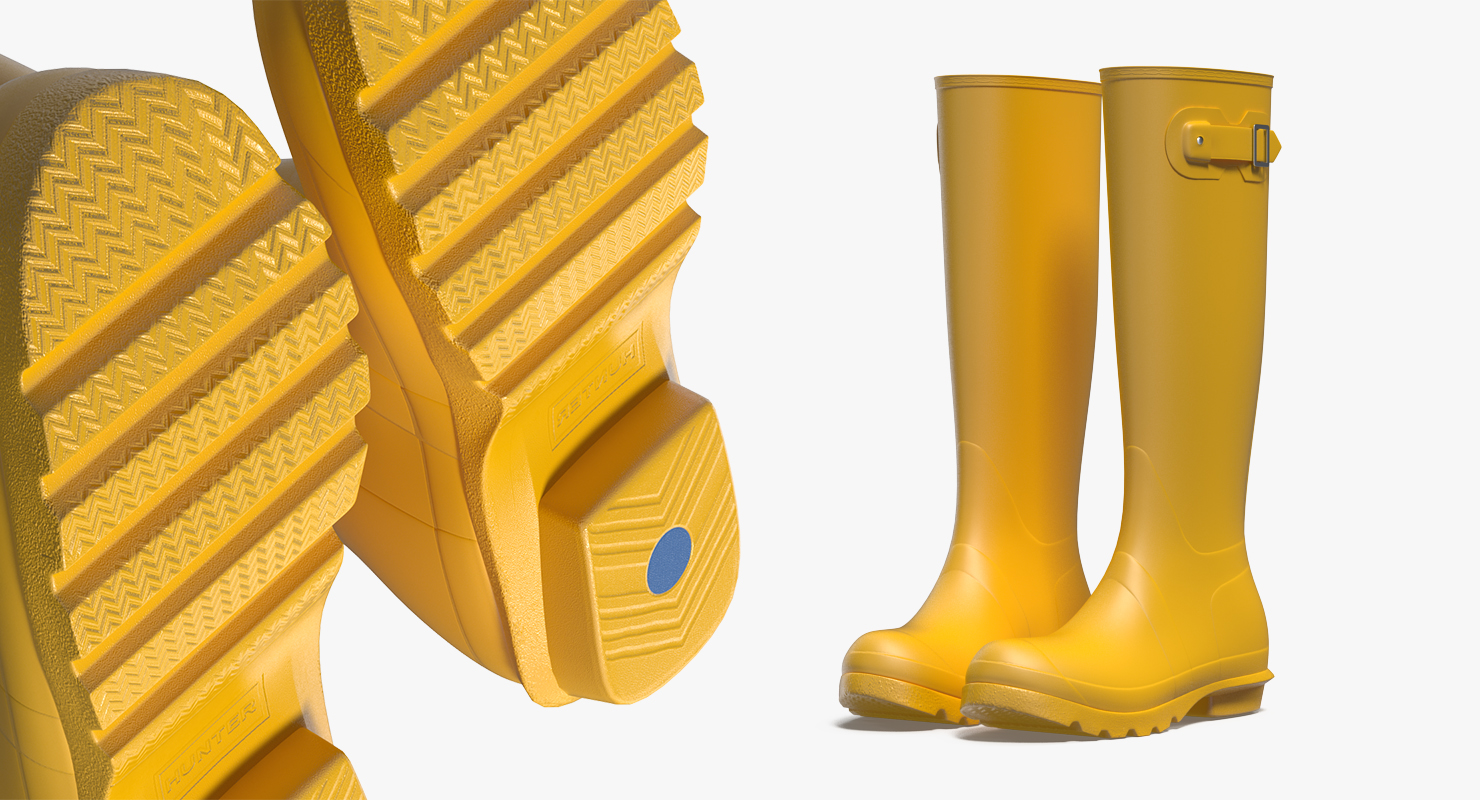 Womens Yellow Tall Refined Rain Boots 3D