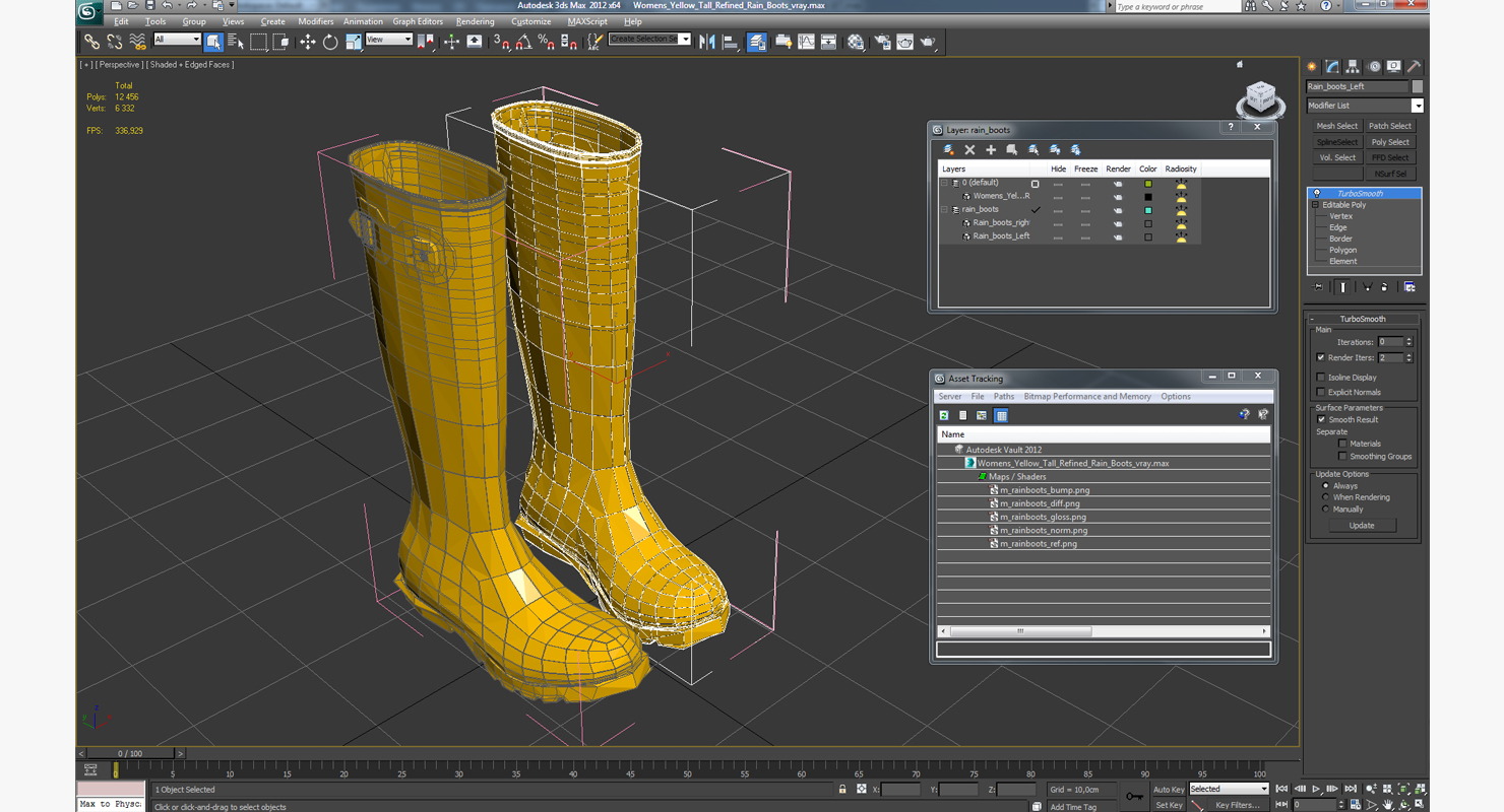 Womens Yellow Tall Refined Rain Boots 3D