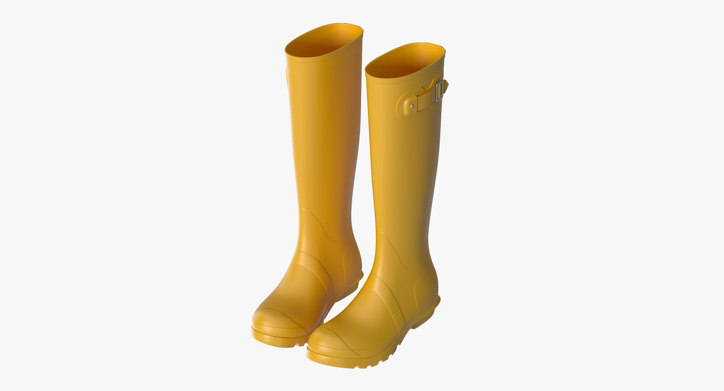 Womens Yellow Tall Refined Rain Boots 3D