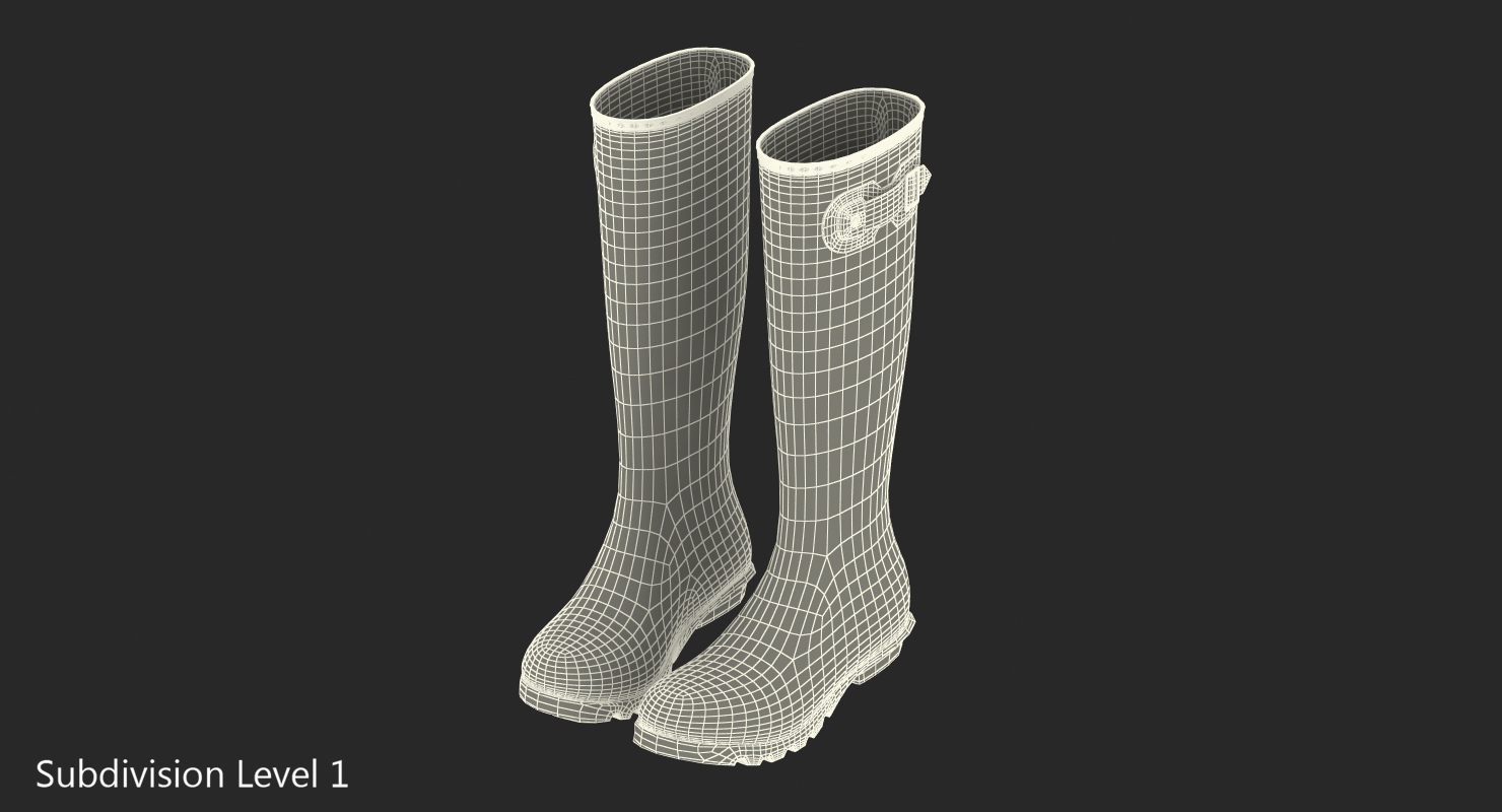 Womens Yellow Tall Refined Rain Boots 3D