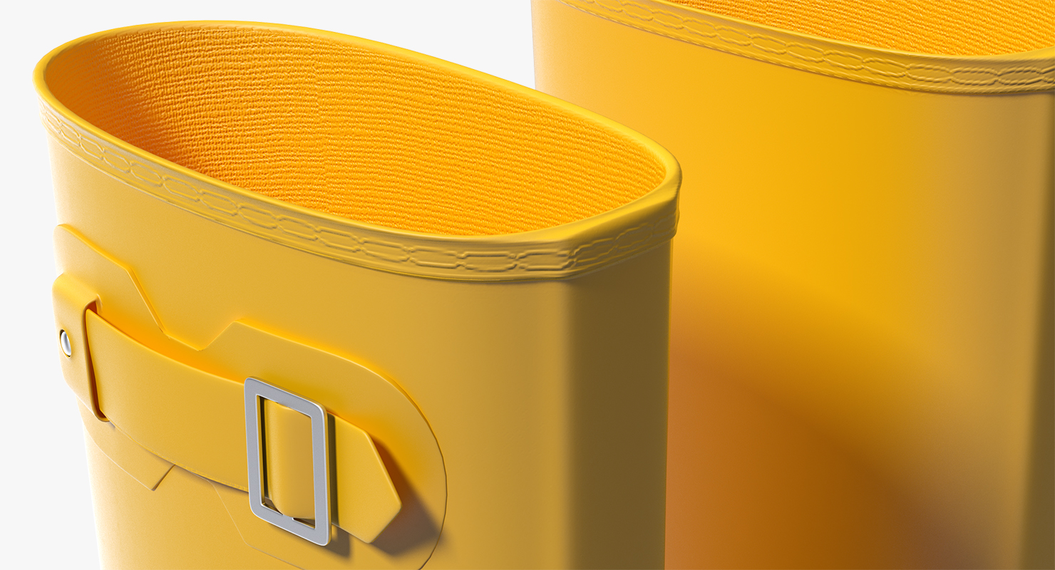Womens Yellow Tall Refined Rain Boots 3D