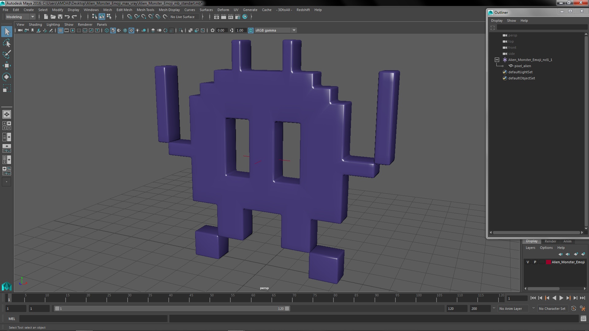 Alien Monster Emoji 3D model