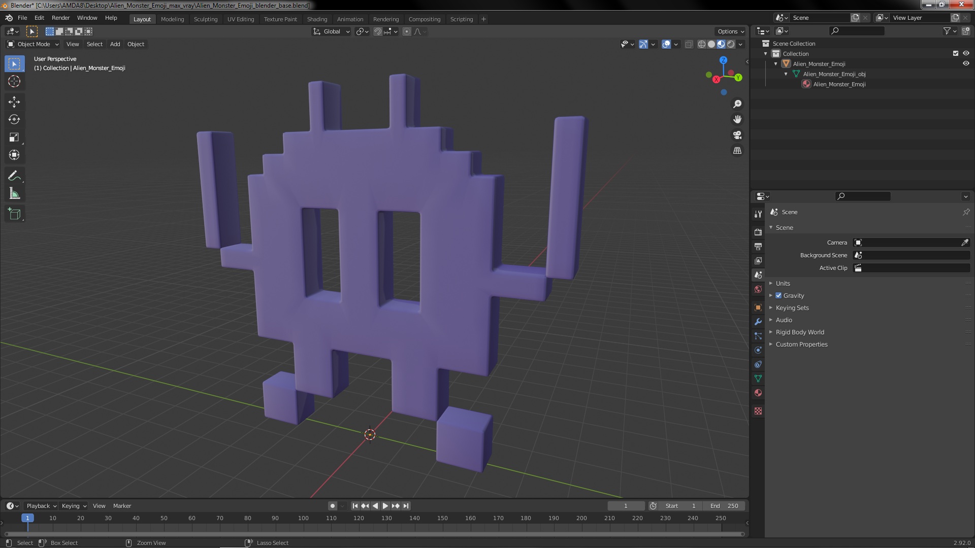 Alien Monster Emoji 3D model