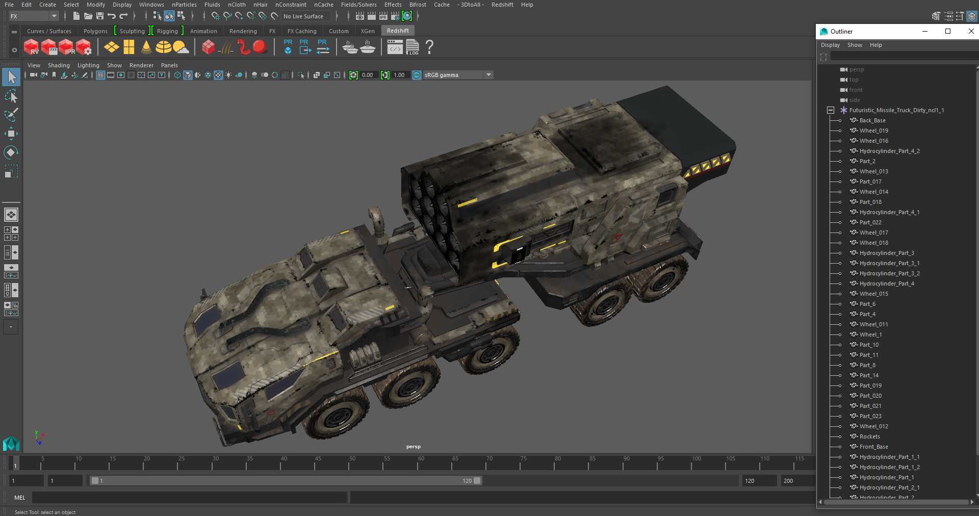 3D model Futuristic Missile Truck Dirty