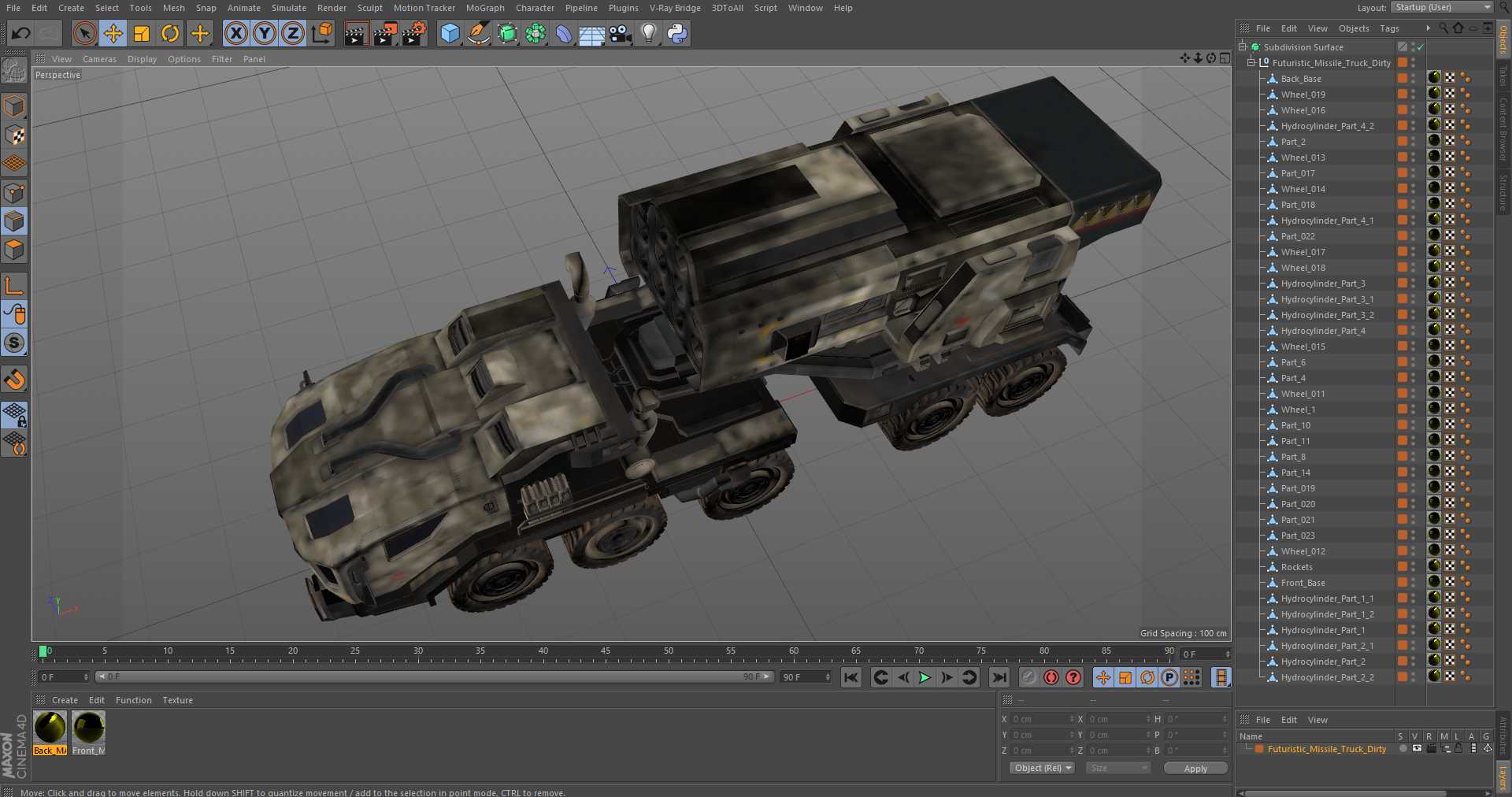 3D model Futuristic Missile Truck Dirty