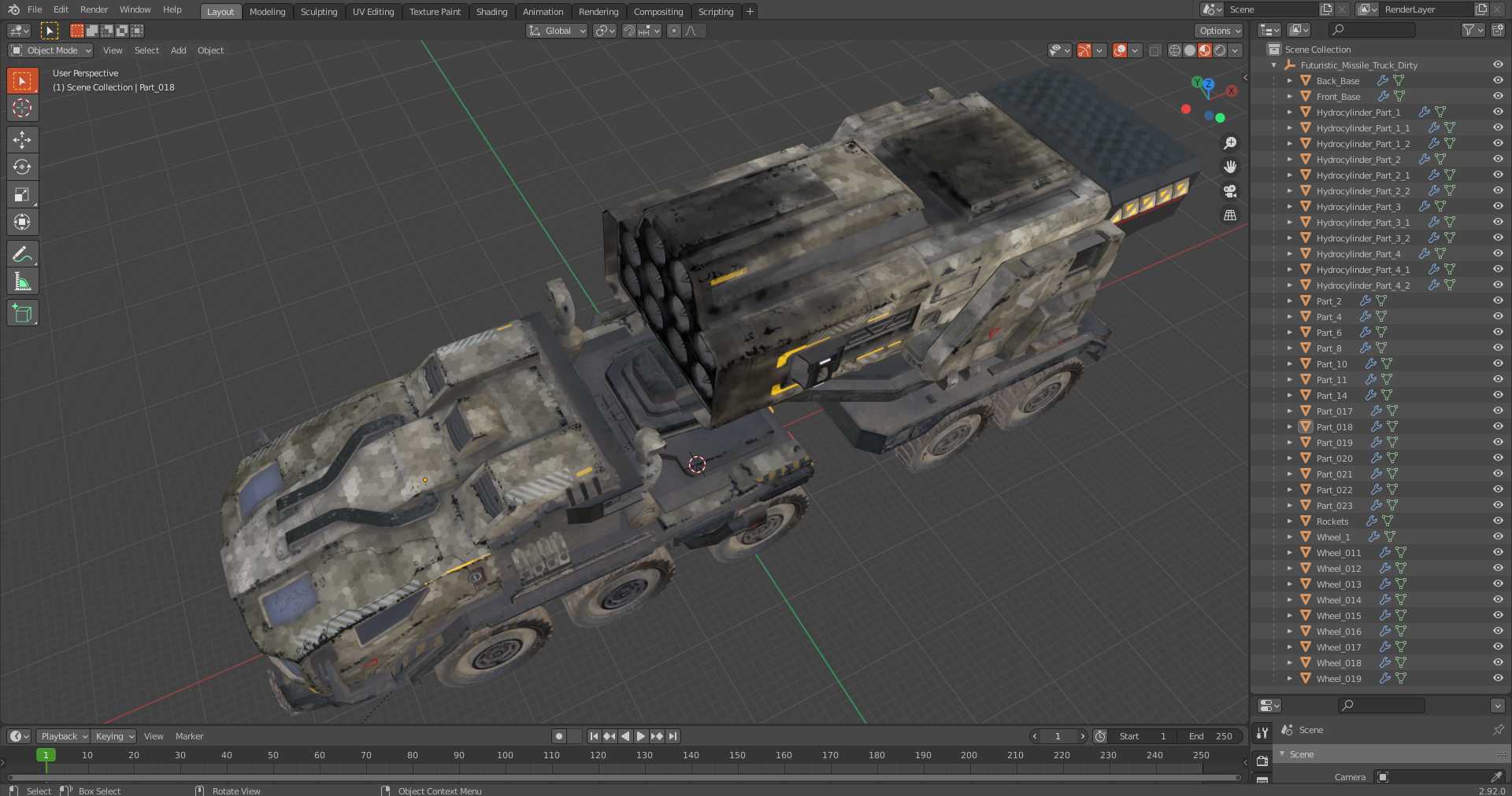 3D model Futuristic Missile Truck Dirty