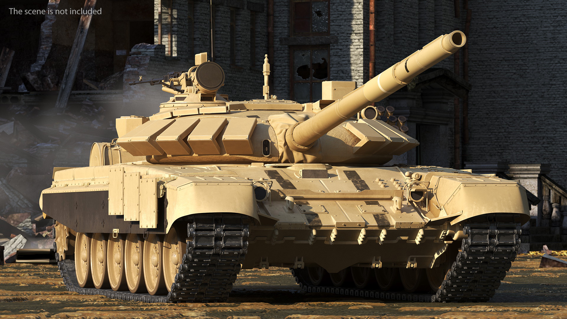 Russian Tank T-72B3 Sand Color Rigged 3D