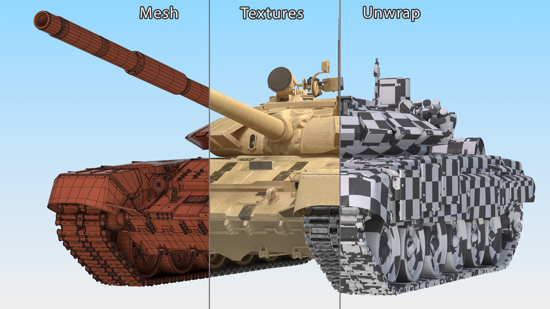 Russian Tank T-72B3 Sand Color Rigged 3D
