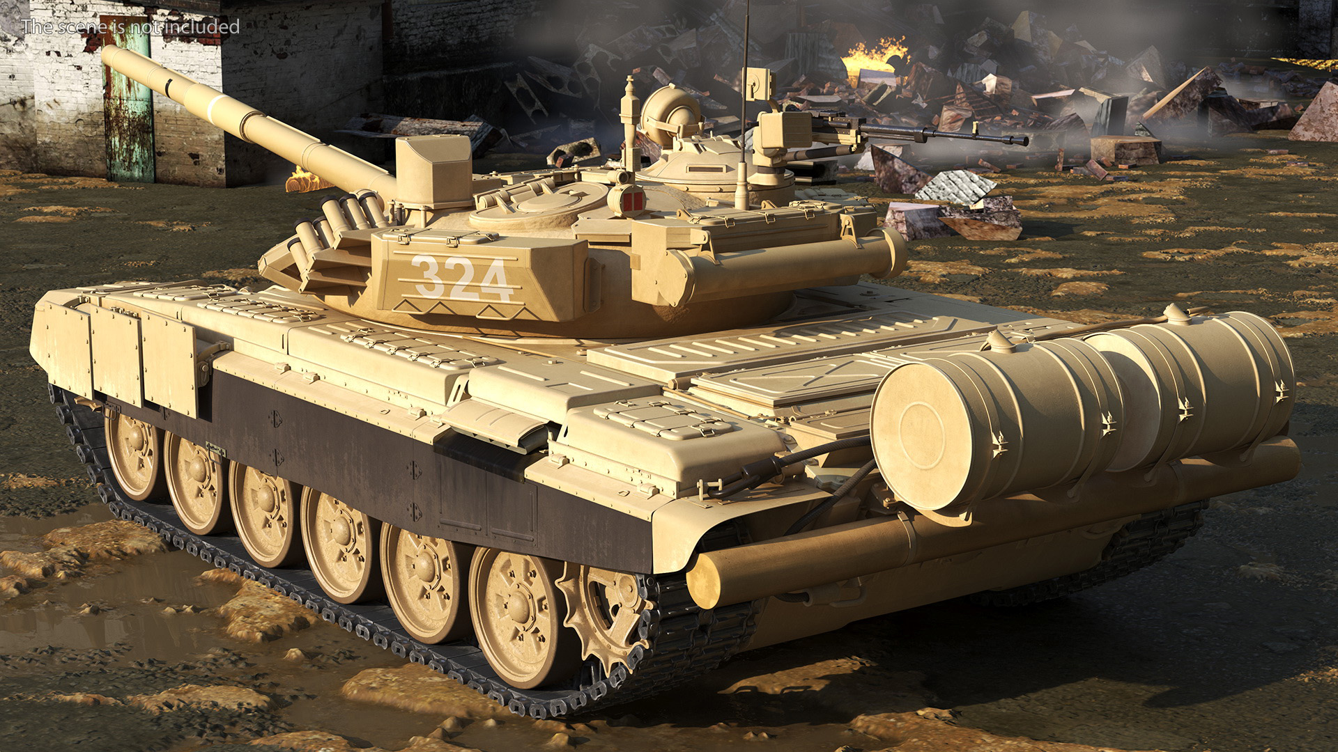Russian Tank T-72B3 Sand Color Rigged 3D
