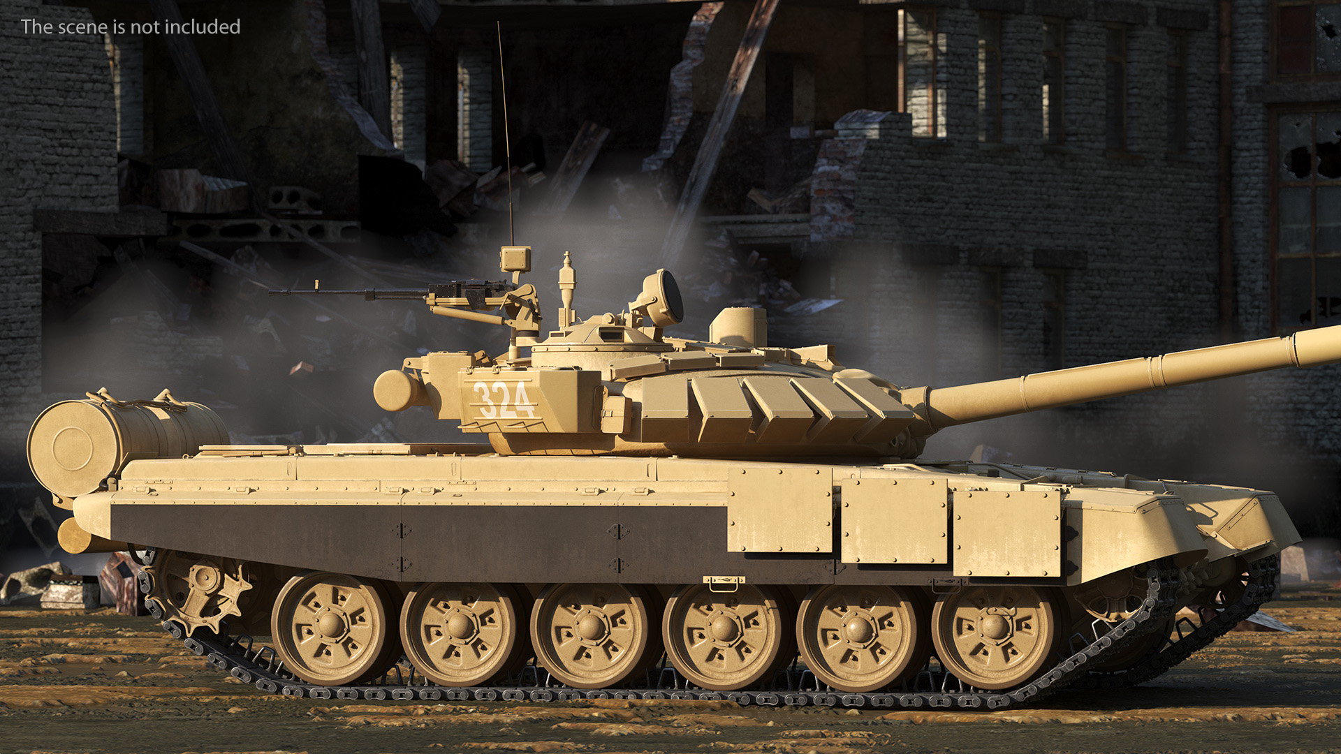 Russian Tank T-72B3 Sand Color Rigged 3D