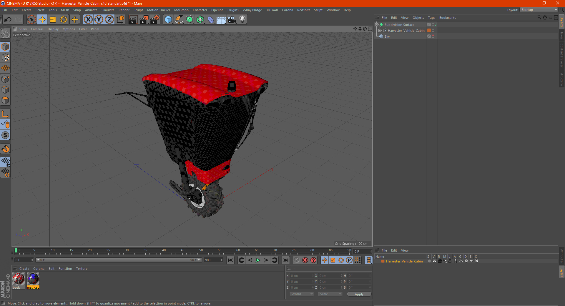 3D Harvester Vehicle Cabin model