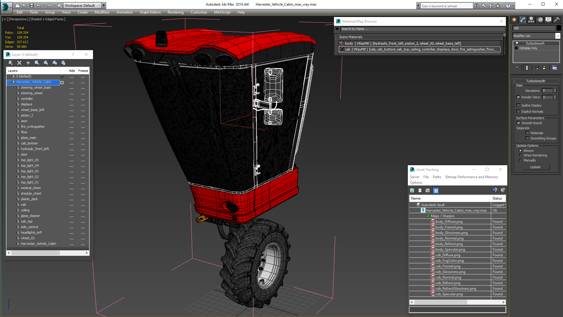3D Harvester Vehicle Cabin model