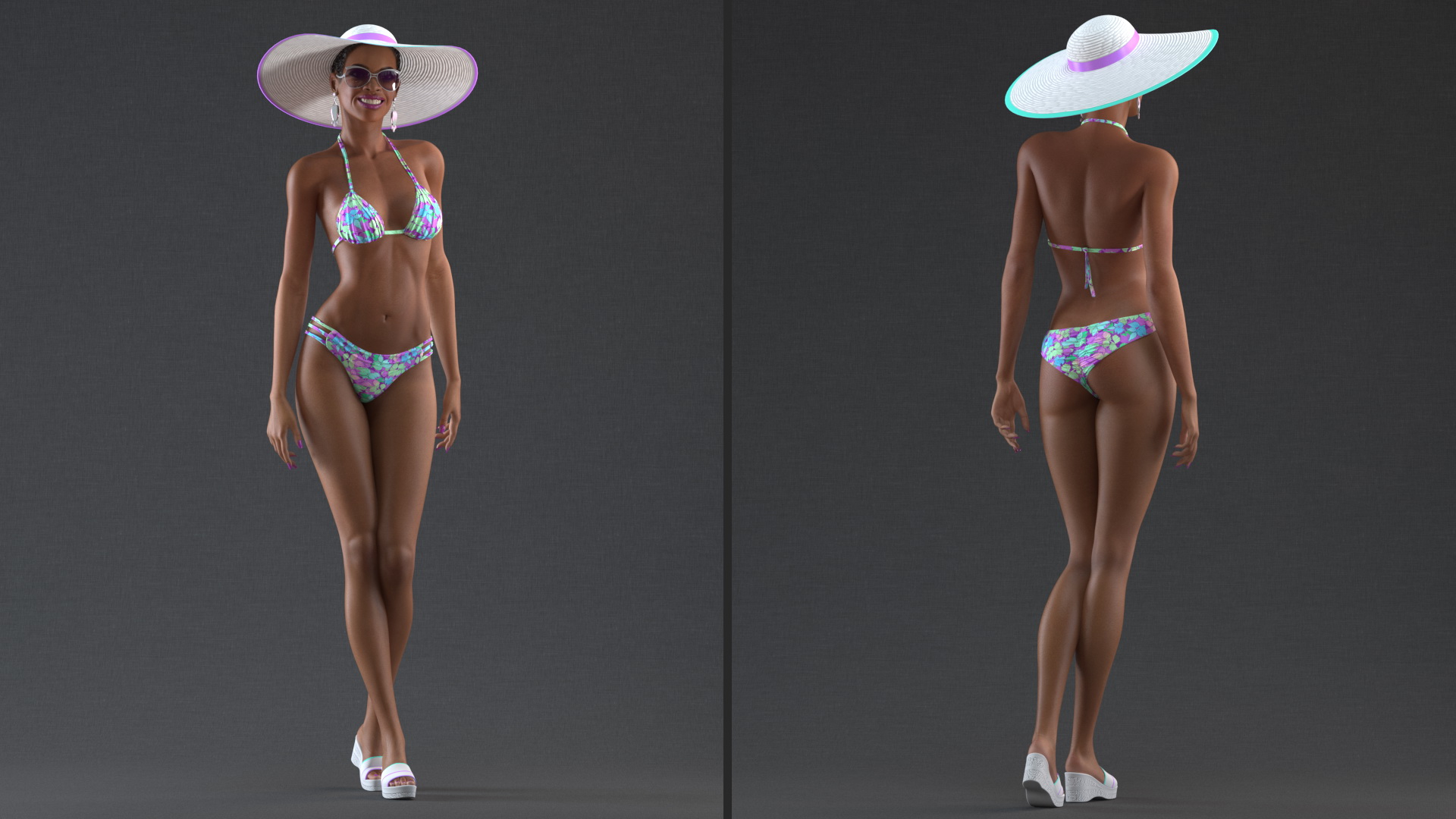 3D Light Skin Bikini Girl Standing Pose