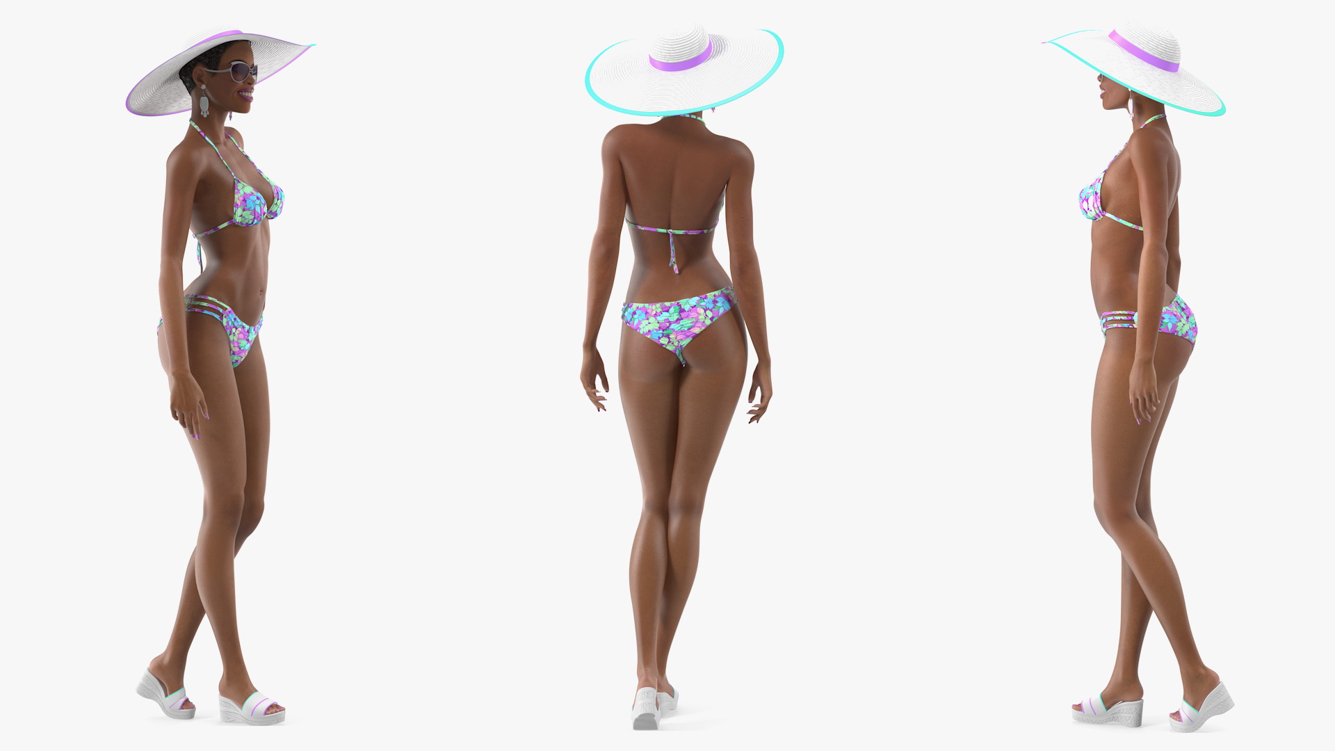 3D Light Skin Bikini Girl Standing Pose