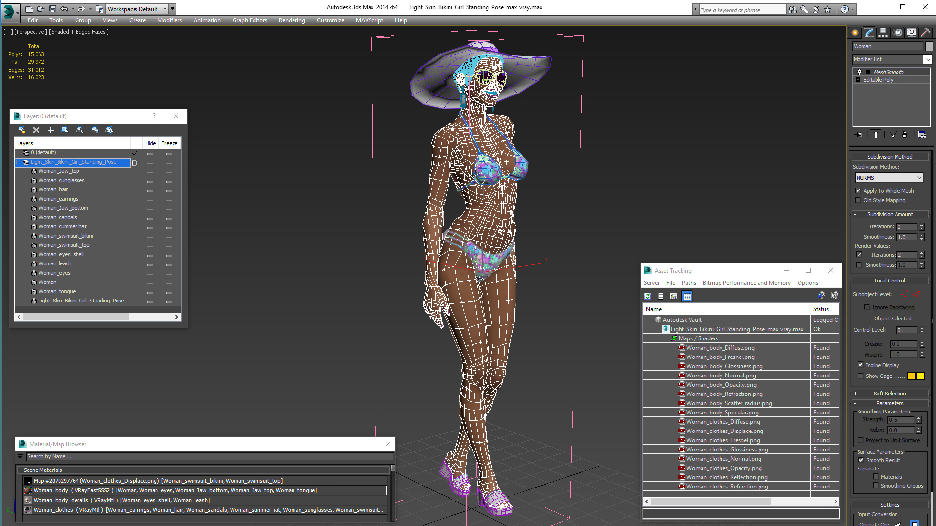 3D Light Skin Bikini Girl Standing Pose