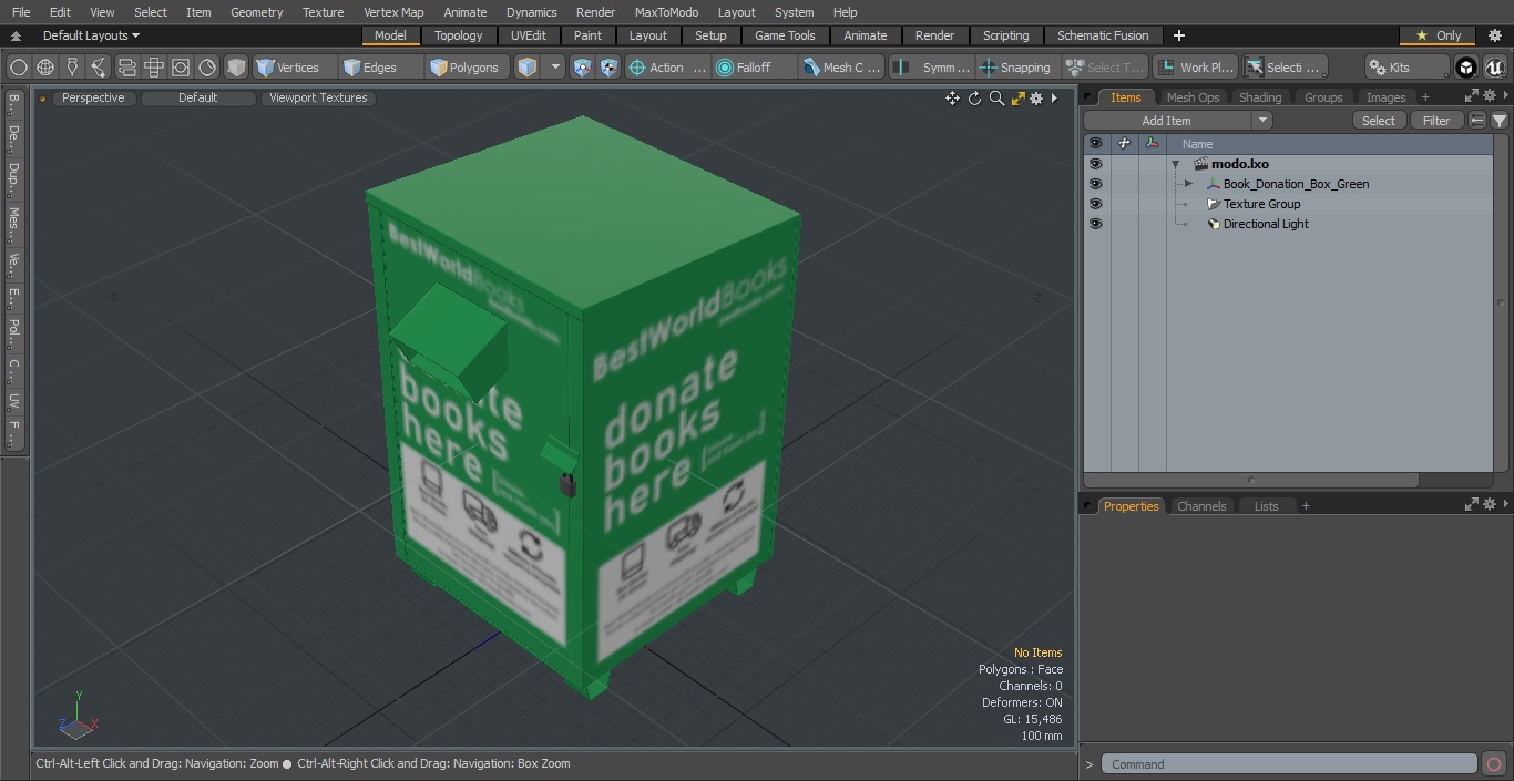 3D Book Donation Box Green model