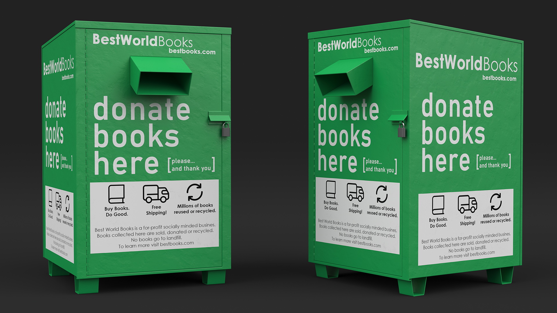 3D Book Donation Box Green model
