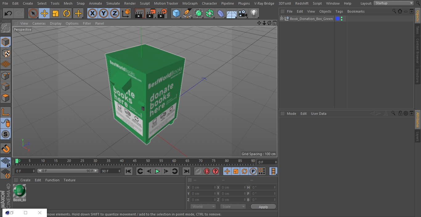 3D Book Donation Box Green model